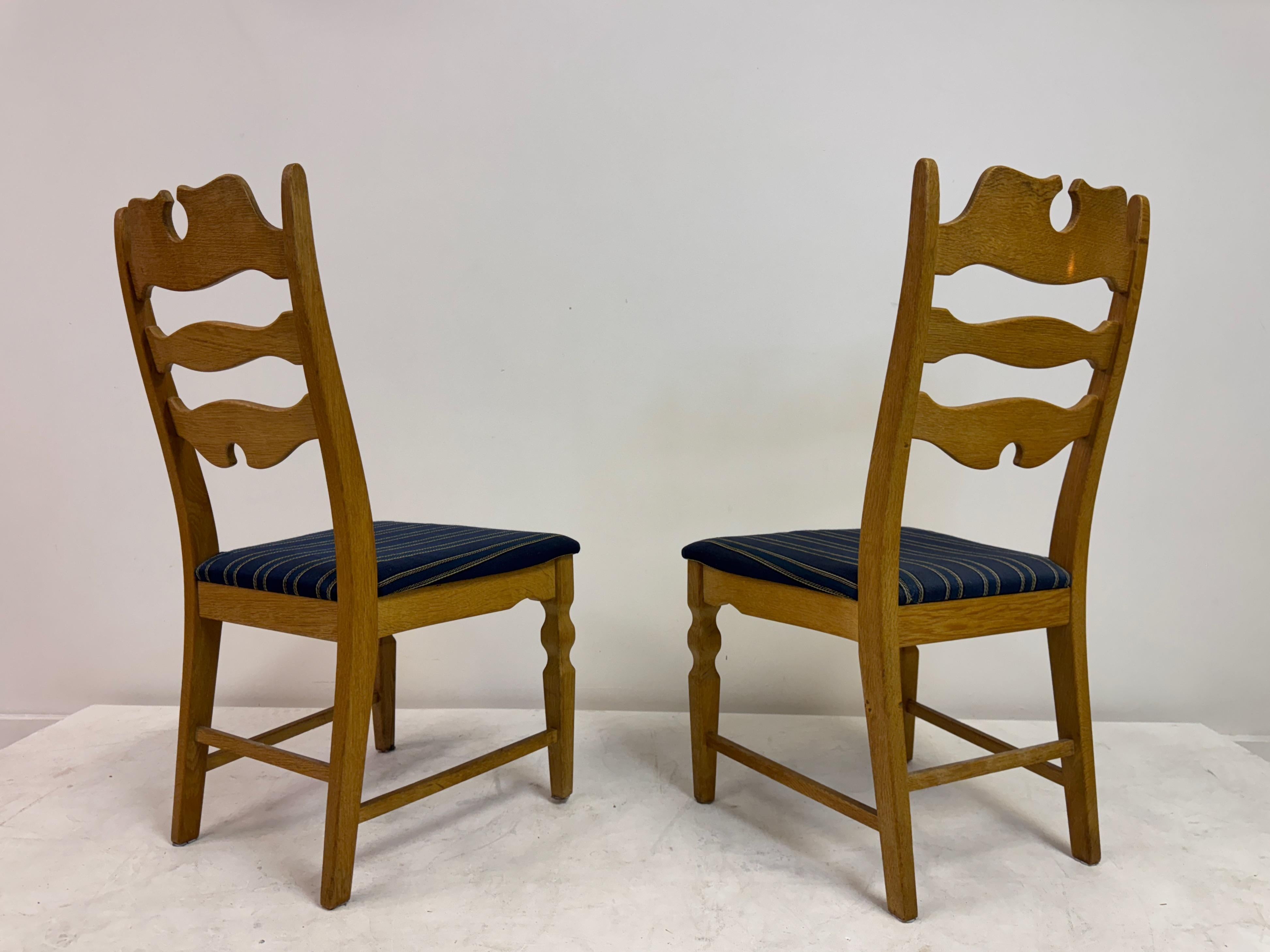 Set of Six “Razorblade” Dining Chairs by Henning Kjaernulf, Oak, 1960s in vendita 8