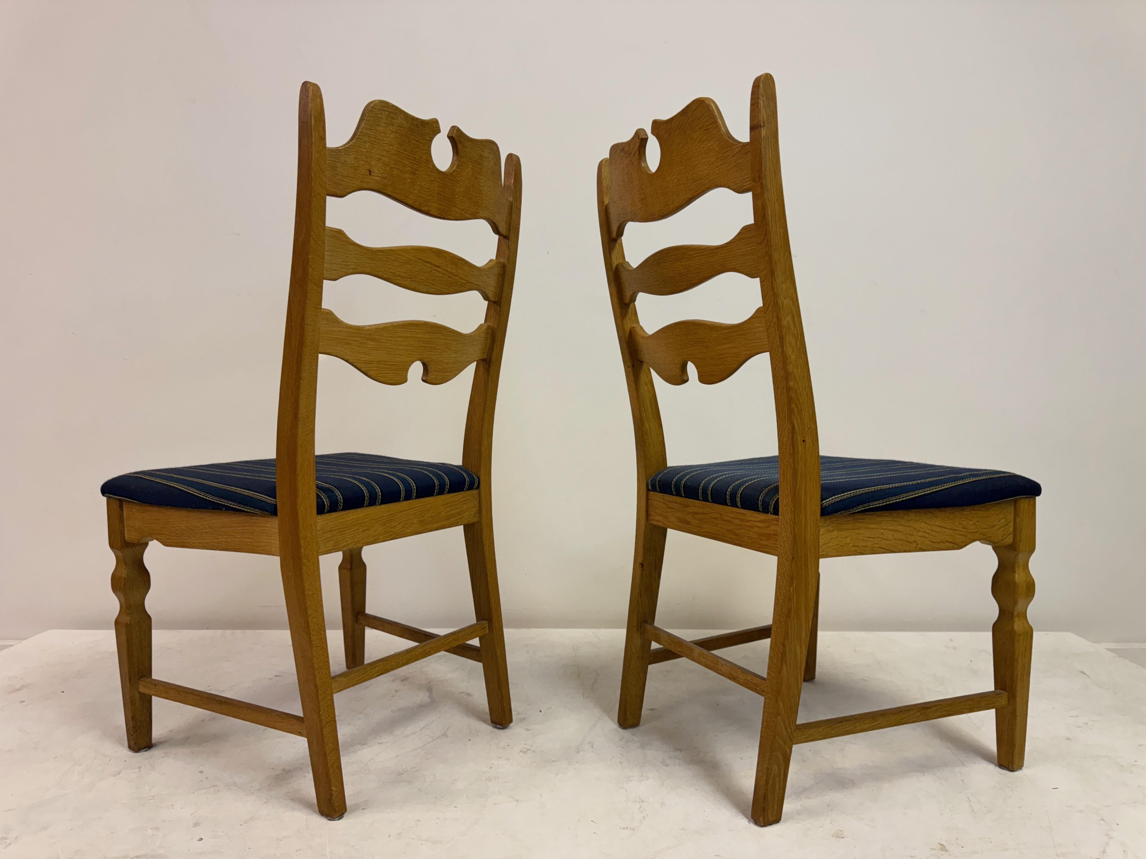 Set of Six “Razorblade” Dining Chairs by Henning Kjaernulf, Oak, 1960s in vendita 10