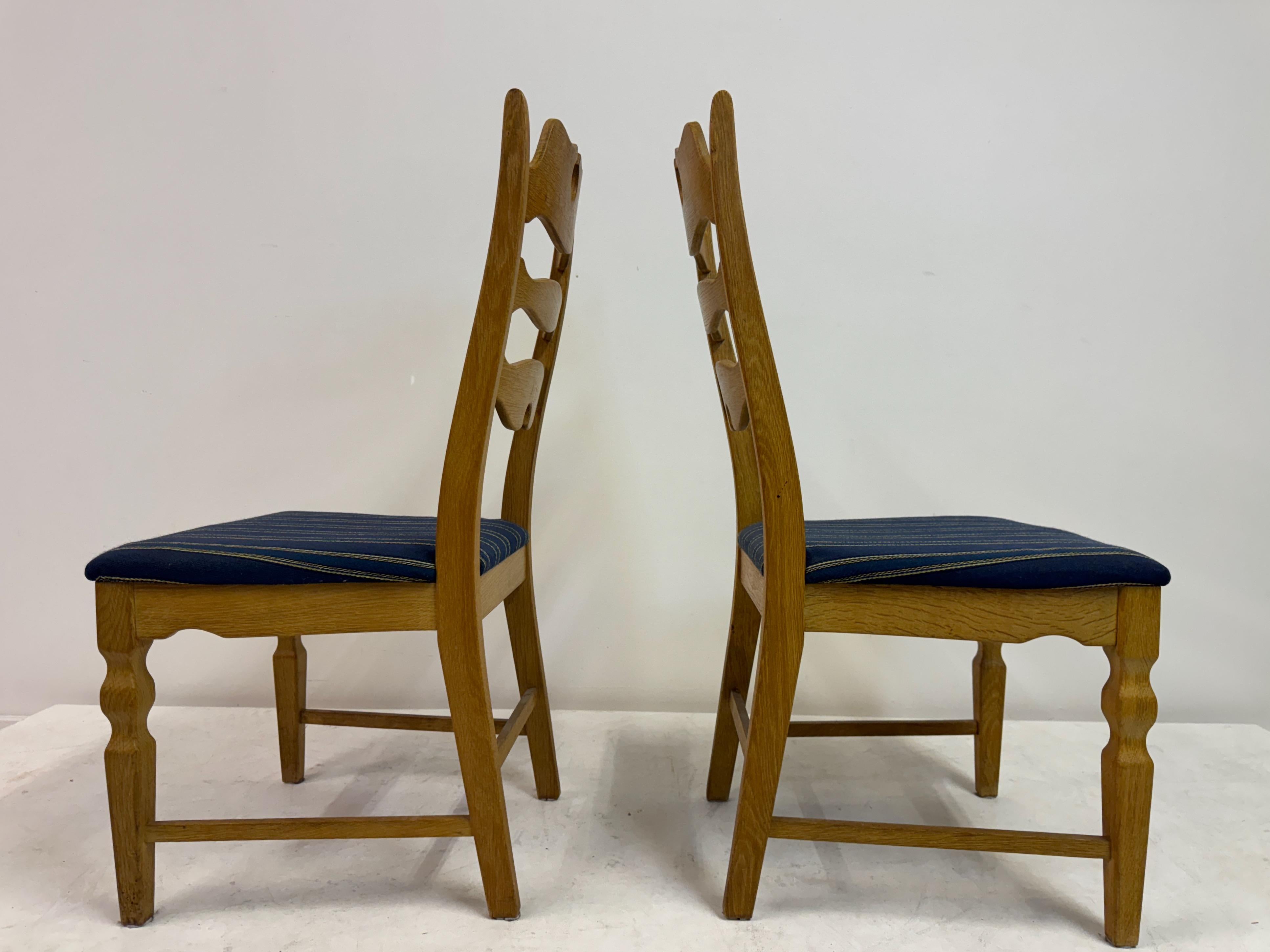 Set of Six “Razorblade” Dining Chairs by Henning Kjaernulf, Oak, 1960s in vendita 11