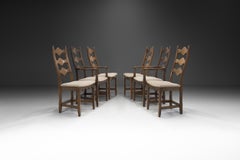 Set di sei sedie "Razorblade" in Oak di Henning Kjærnulf, Danimarca anni '60