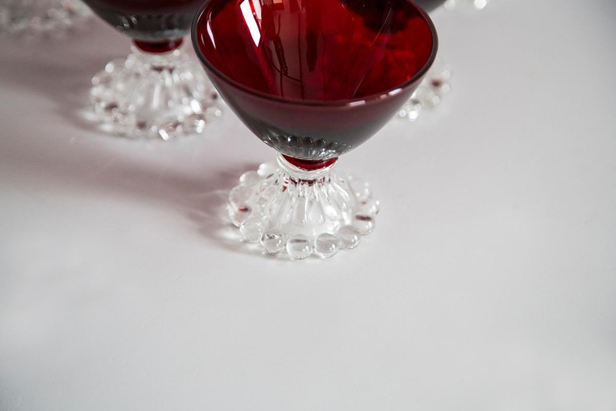 Set of Six Red Burgundy Empoli Glasses, Italy, Europe, 1970s 2