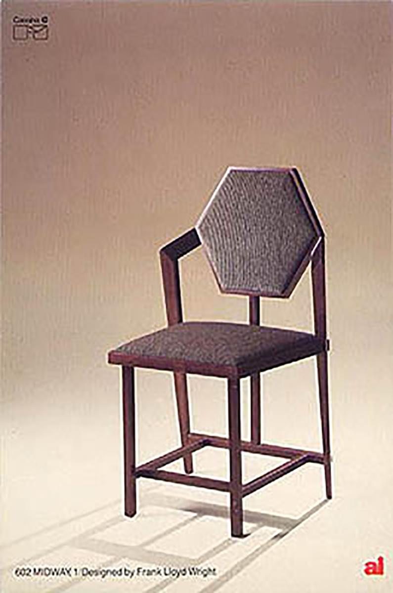 Set of Six Red Chairs Designed by Frank Lloyd Wright from the 1980s 5