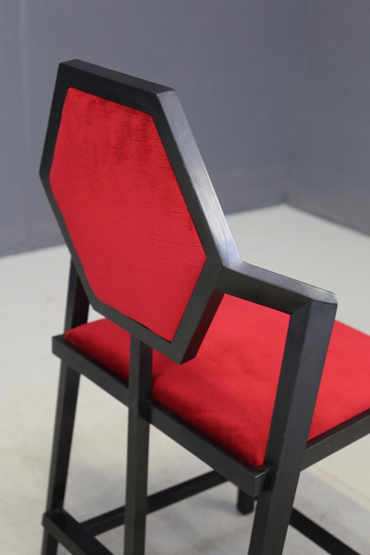 Set of Six Red Chairs Designed by Frank Lloyd Wright from the 1980s 7