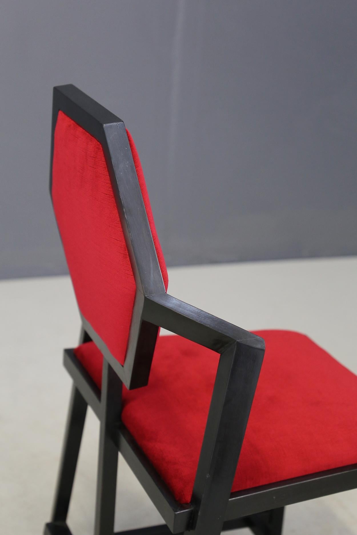 Set of Six Red Chairs Designed by Frank Lloyd Wright from the 1980s 1