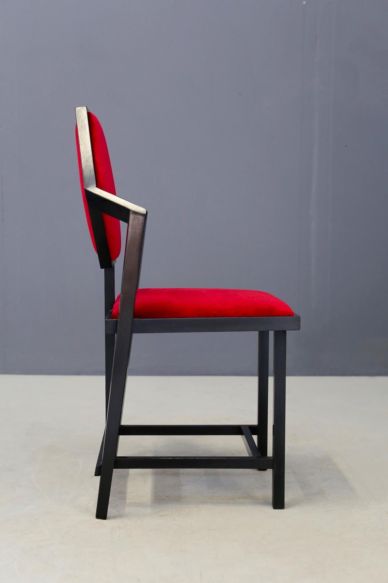 Set of Six Red Chairs Designed by Frank Lloyd Wright from the 1980s 2