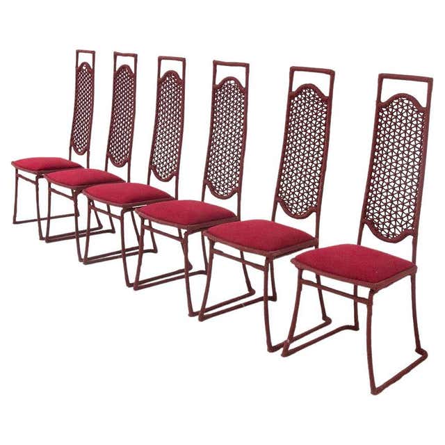Red Chair Pattern Set of Six Red Chairs Designed by Frank Lloyd Wright from the 1980s at ...