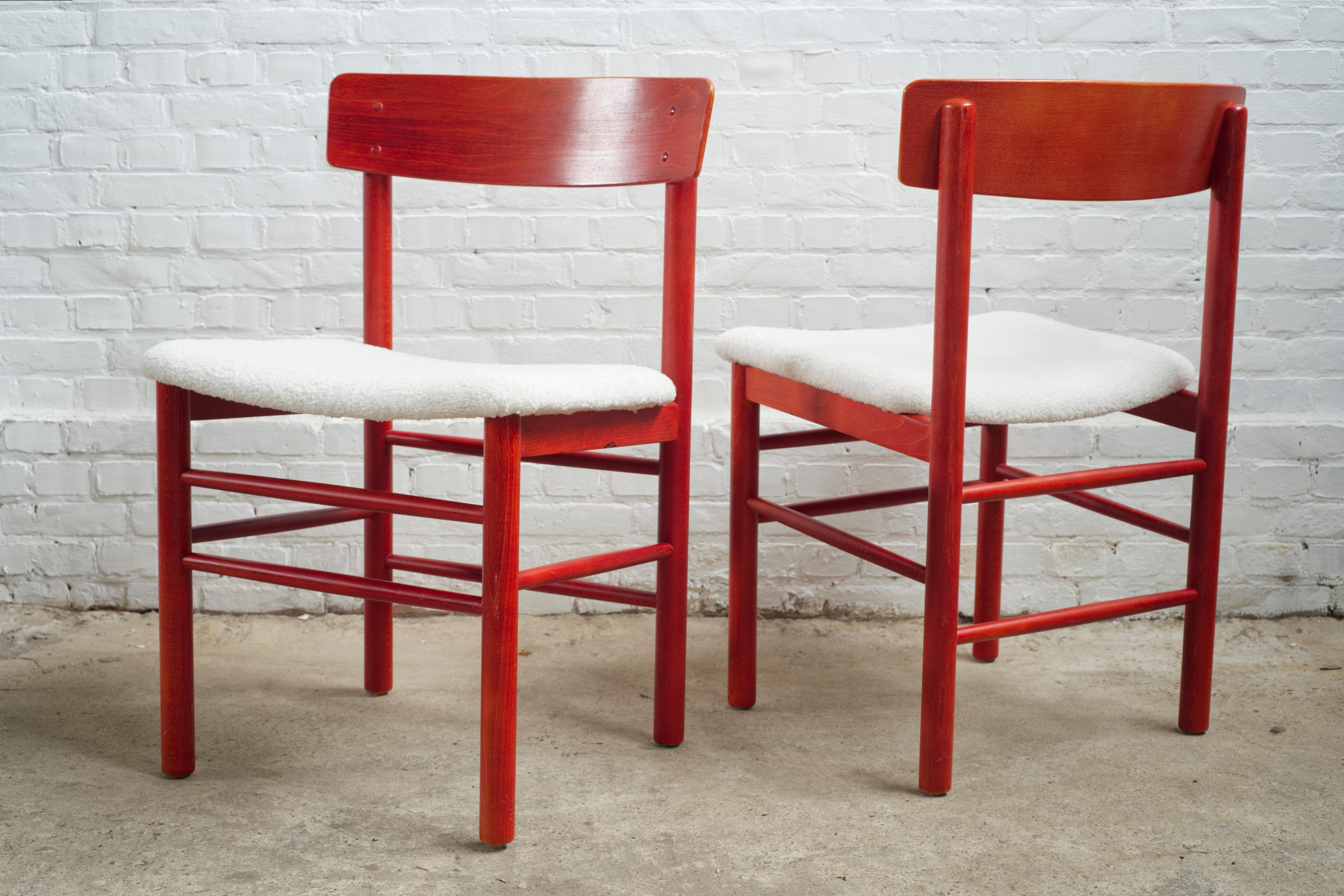 Set of six red stained Farstrup dining chairs 'model 250', Denmark, 1960's In Good Condition For Sale In Balen, BE