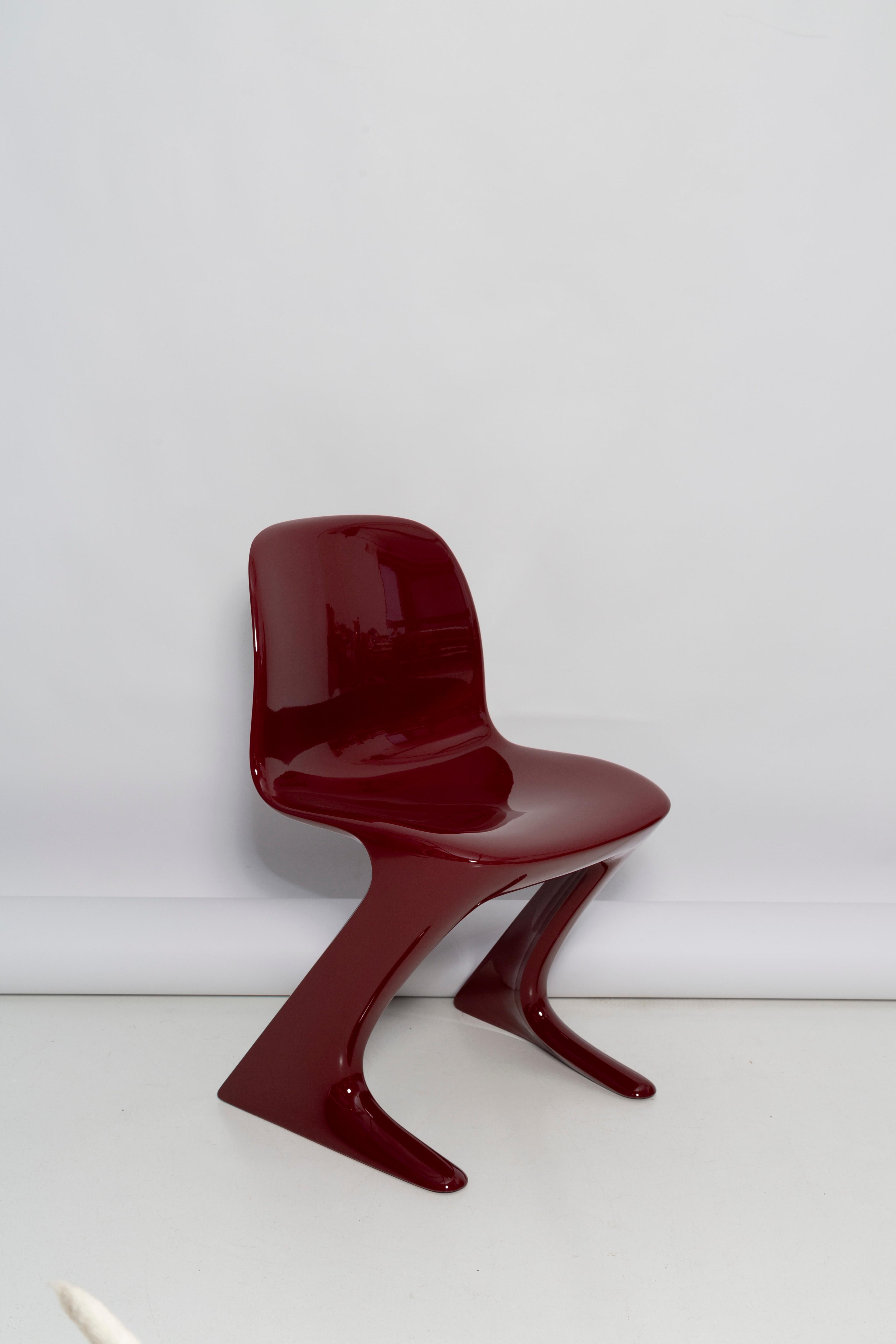 Set of Six Red Wine Kangaroo Chairs Designed by Ernst Moeckl, Germany, 1968 For Sale 3