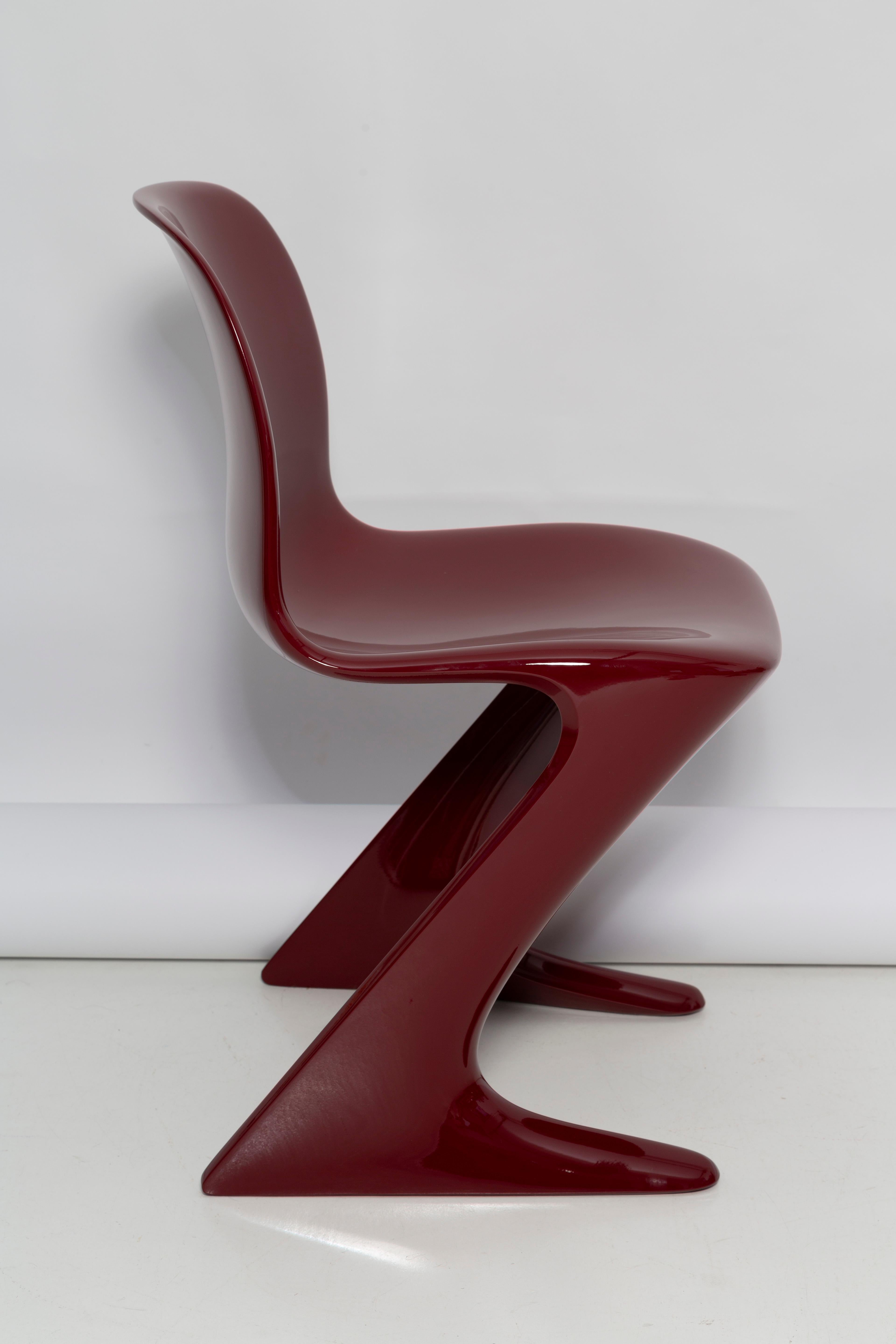 Set of Six Red Wine Kangaroo Chairs Designed by Ernst Moeckl, Germany, 1968 For Sale 4