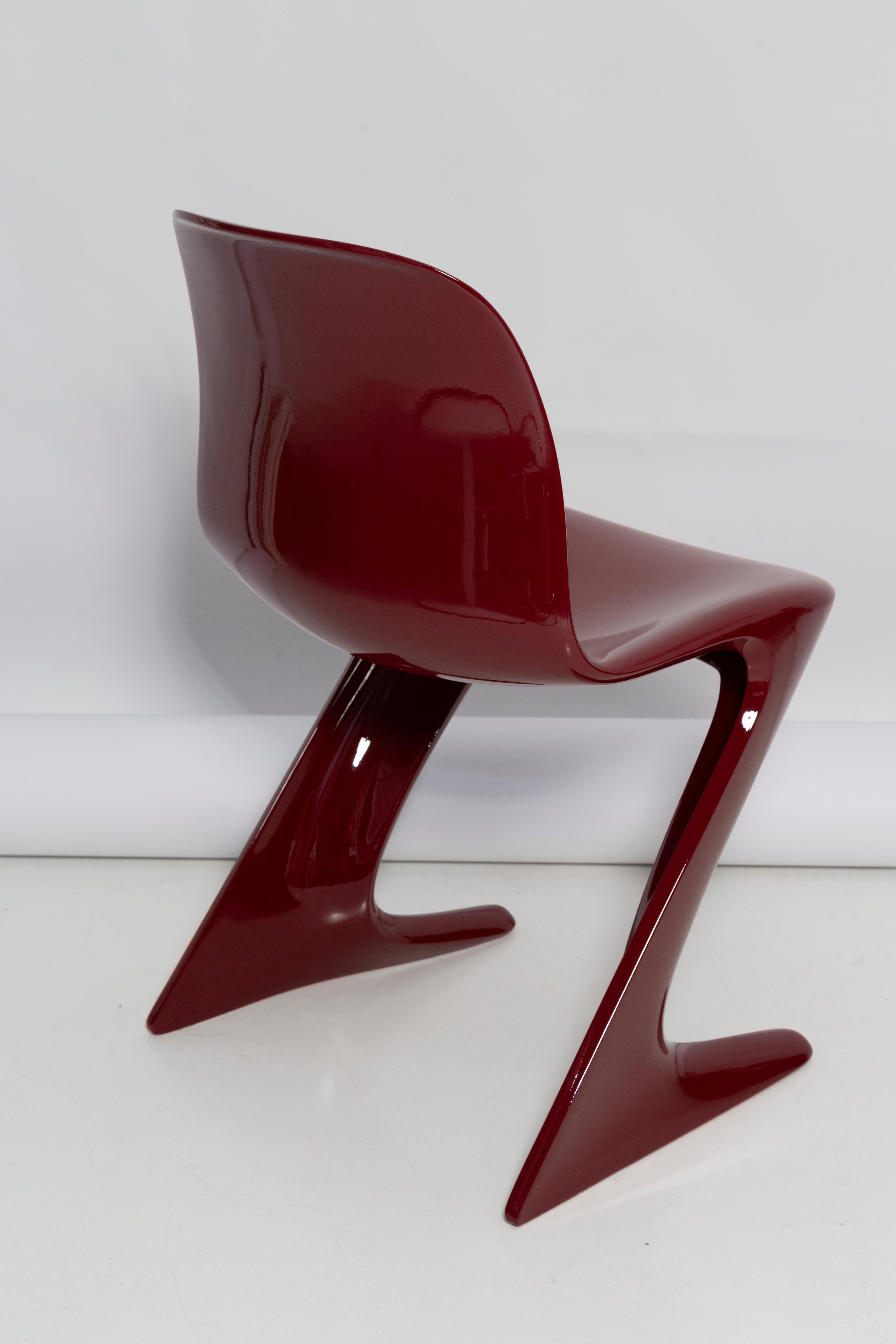 Set of Six Red Wine Kangaroo Chairs Designed by Ernst Moeckl, Germany, 1968 For Sale 5