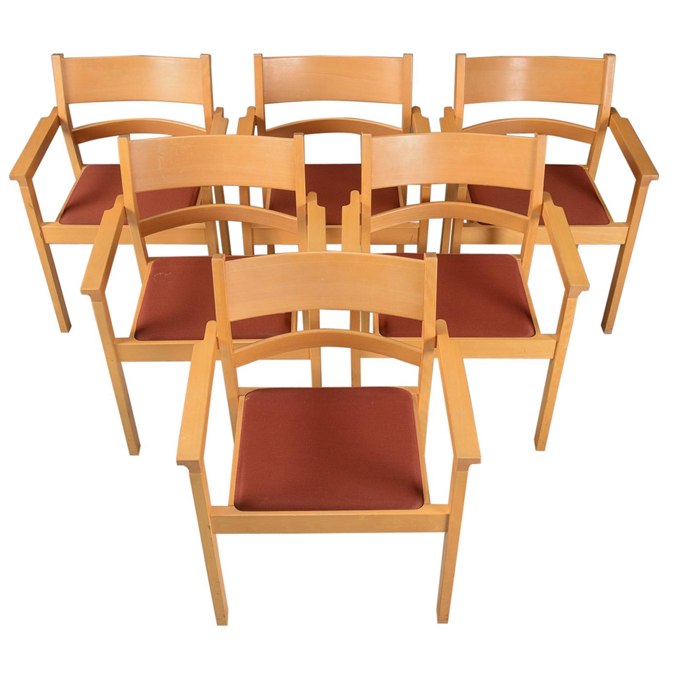 Set of Six Refinished Hans J. Wegner Armchairs in Beech, Choice of Upholstery For Sale