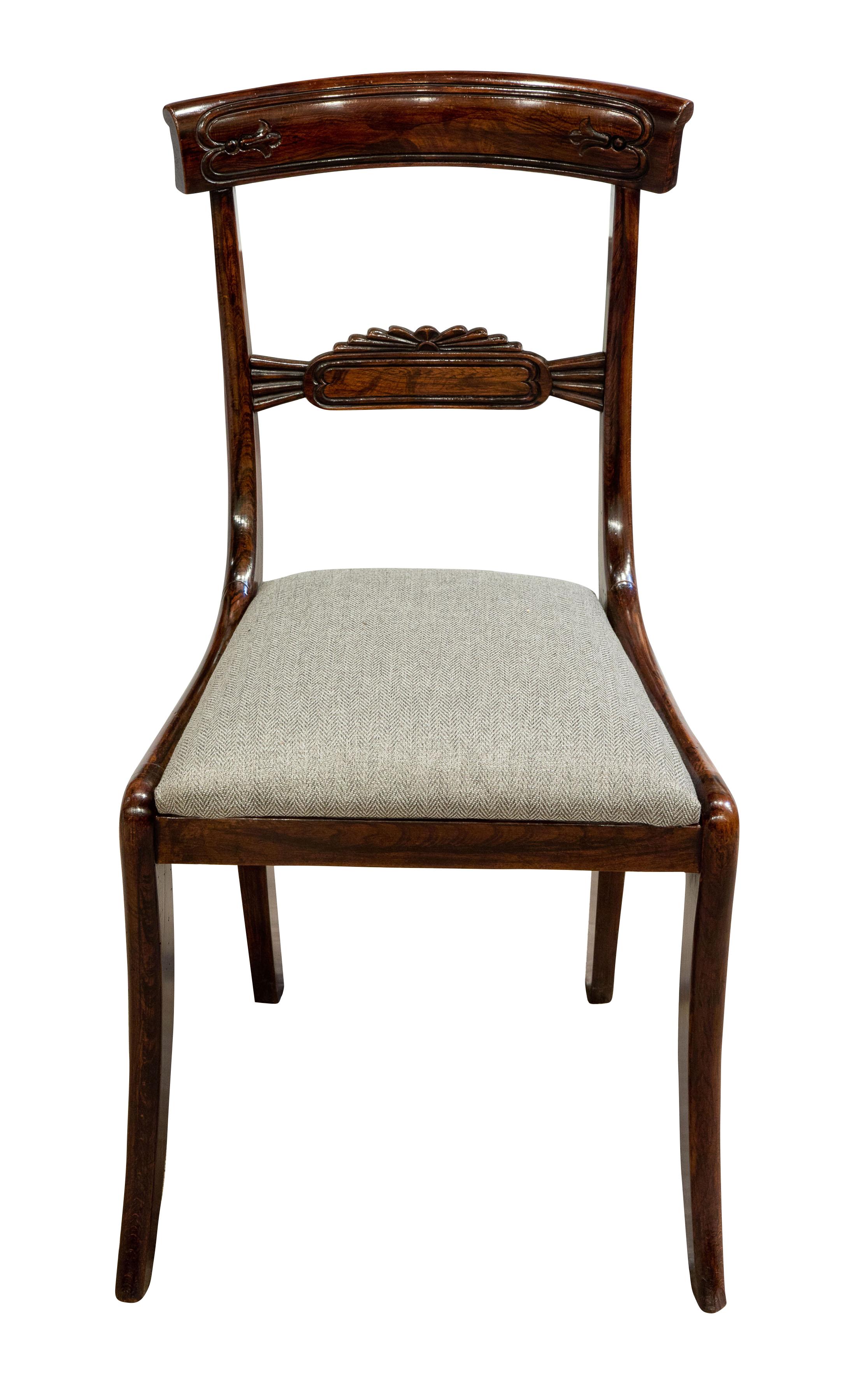 English Set of Six Regency Beech Chairs with Original Rosewood Graining, circa 1830 For Sale