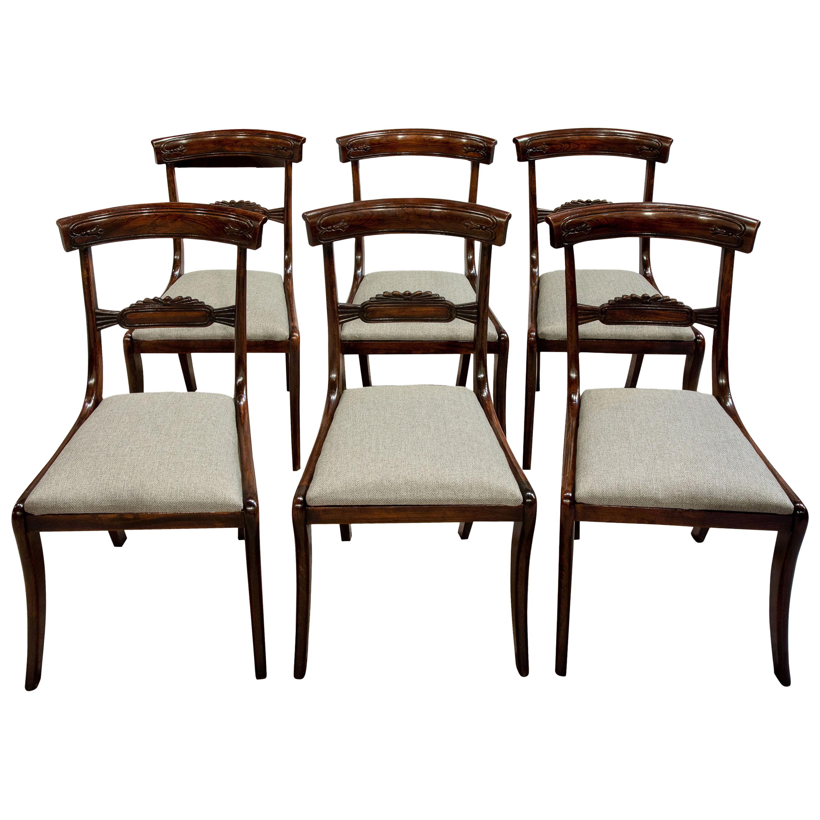 Set of Six Regency Beech Chairs with Original Rosewood Graining, circa 1830 For Sale