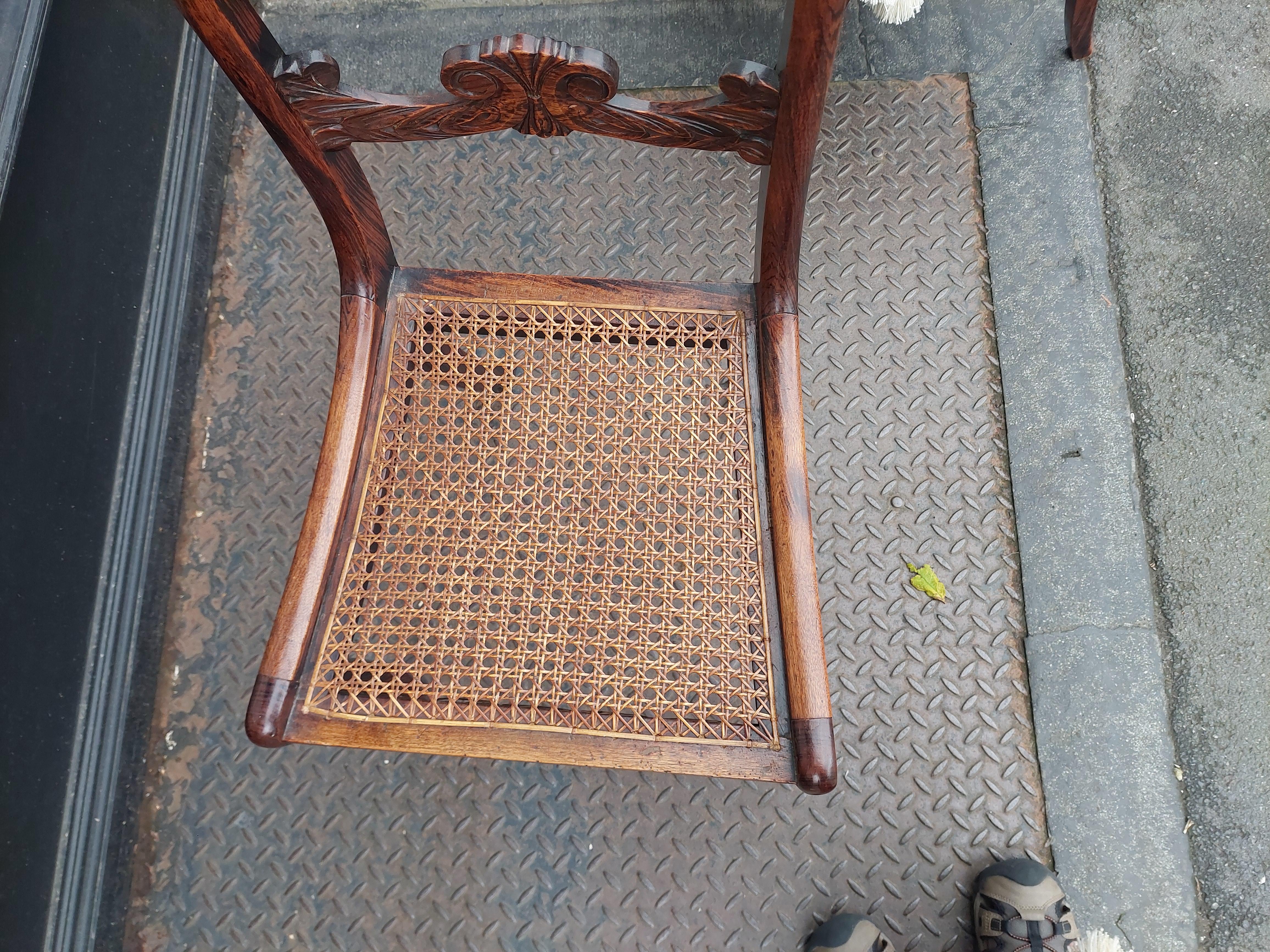Set of Six Regency Brass Inlaid Faux Rosewood Dining Chairs in vendita 4