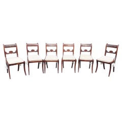 Set of Six Regency Brass Inlaid Faux Rosewood Dining Chairs
