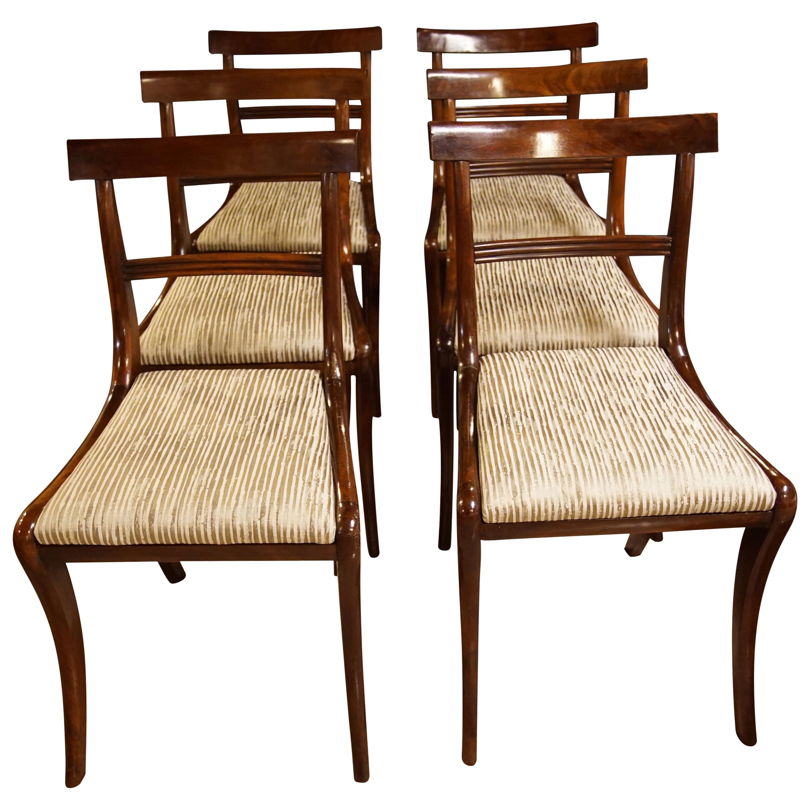 Set of Six Regency Mahogany Dining Chairs on Sabre Legs