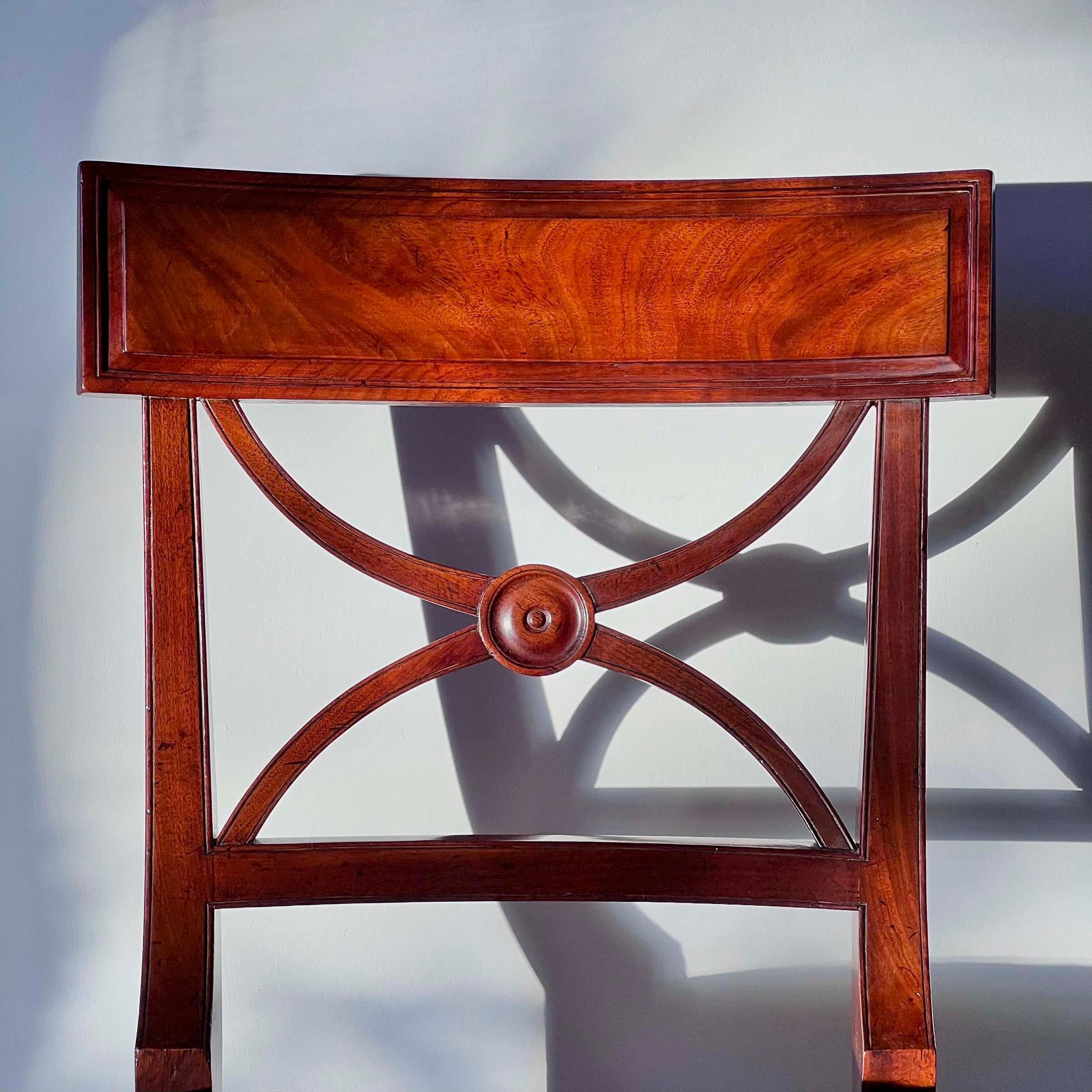 A very fine and elegant Regency period set of SIX 'Klismos' side chairs after designs by Thomas Hope, the manufacture attributed to Gillows. England, circa 1810.

Why we like them
These superb quality, wonderfully stylish Klismos chairs correspond