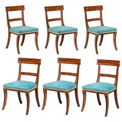 Set of Six Regency Mahogany Klismos Dining Chairs, Attributed to Gillows