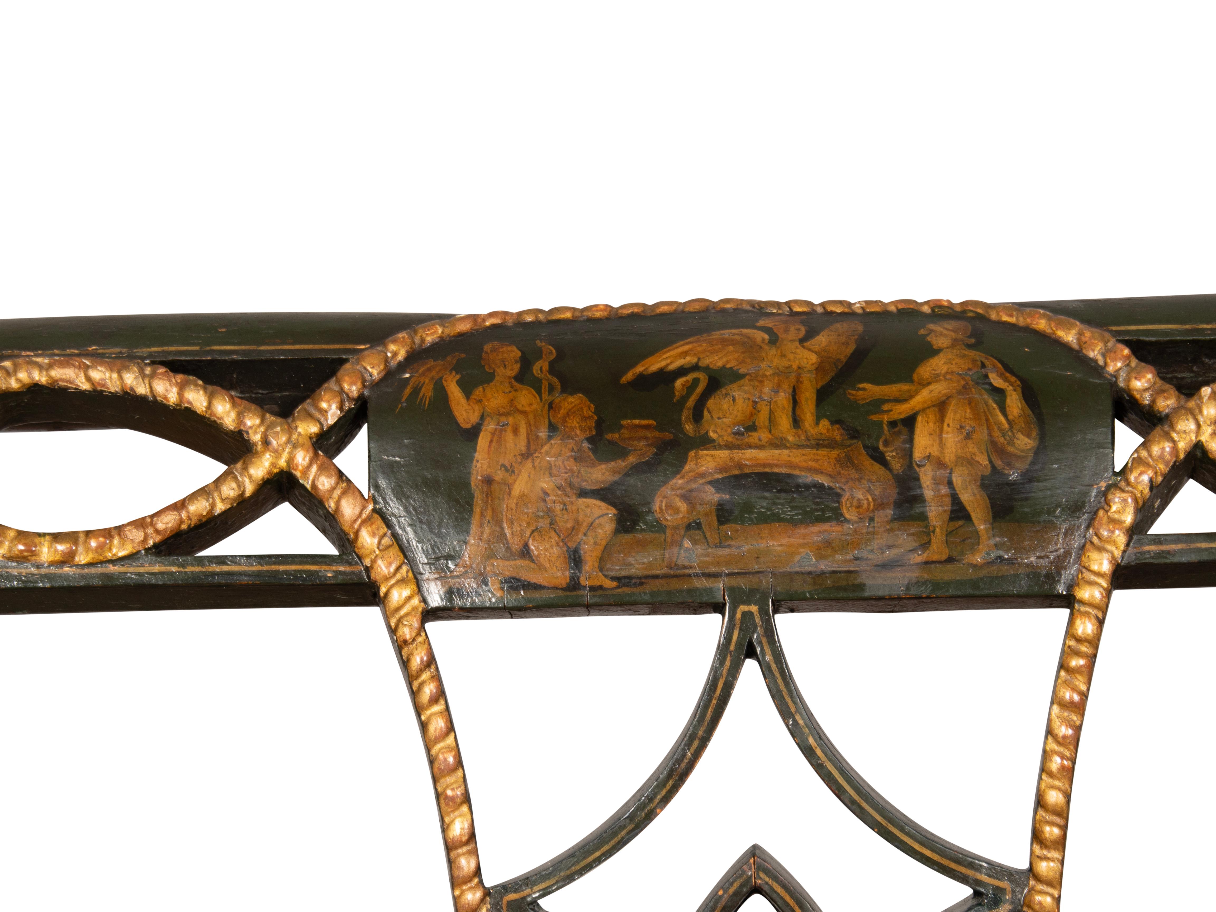 Set Of Six Regency Ebonized And Painted Armchairs 8