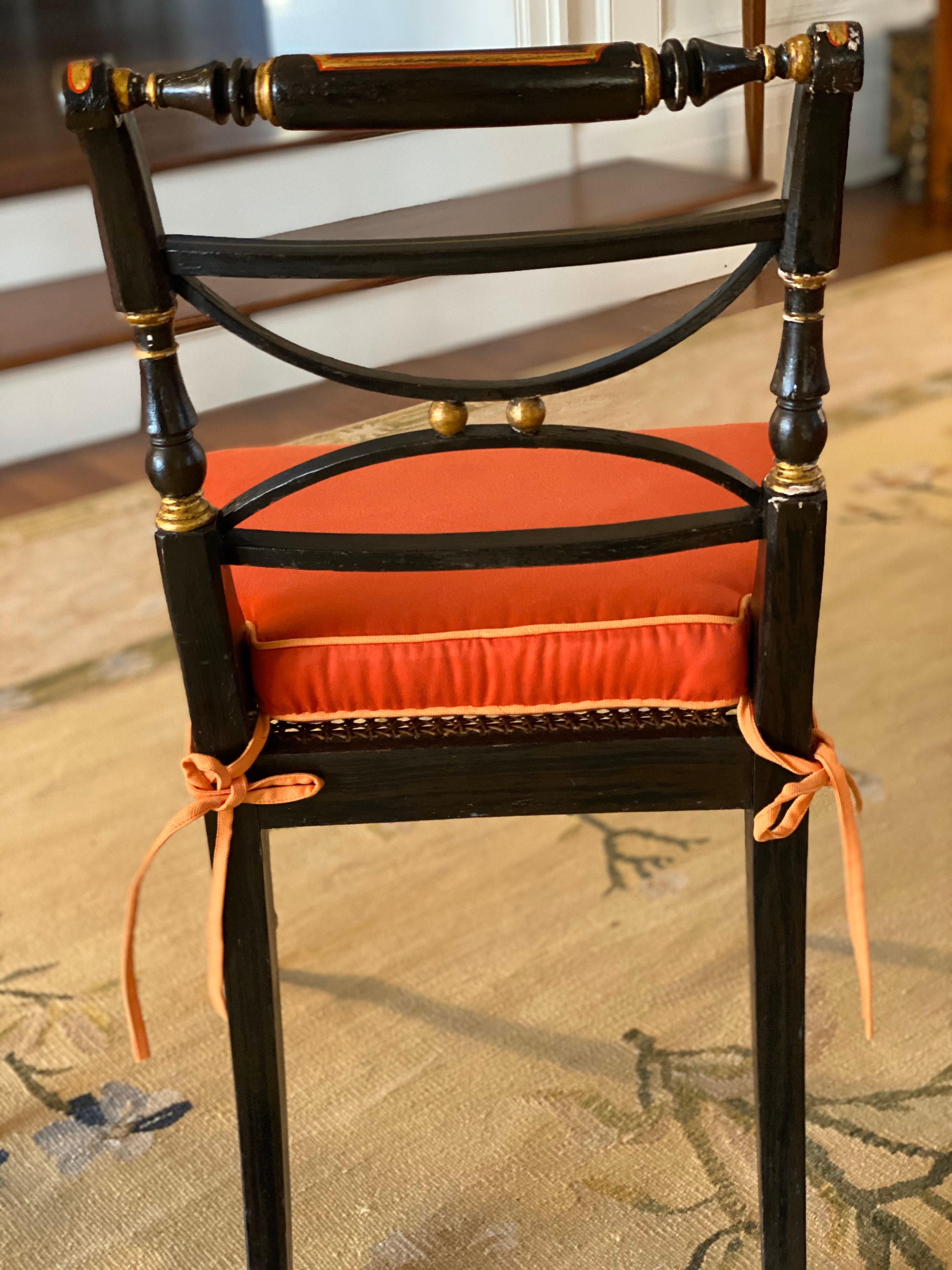 Set of Six Regency Parcel-Gilt Rosewood-Grained Caned Side Chairs, circa 1810 For Sale 11