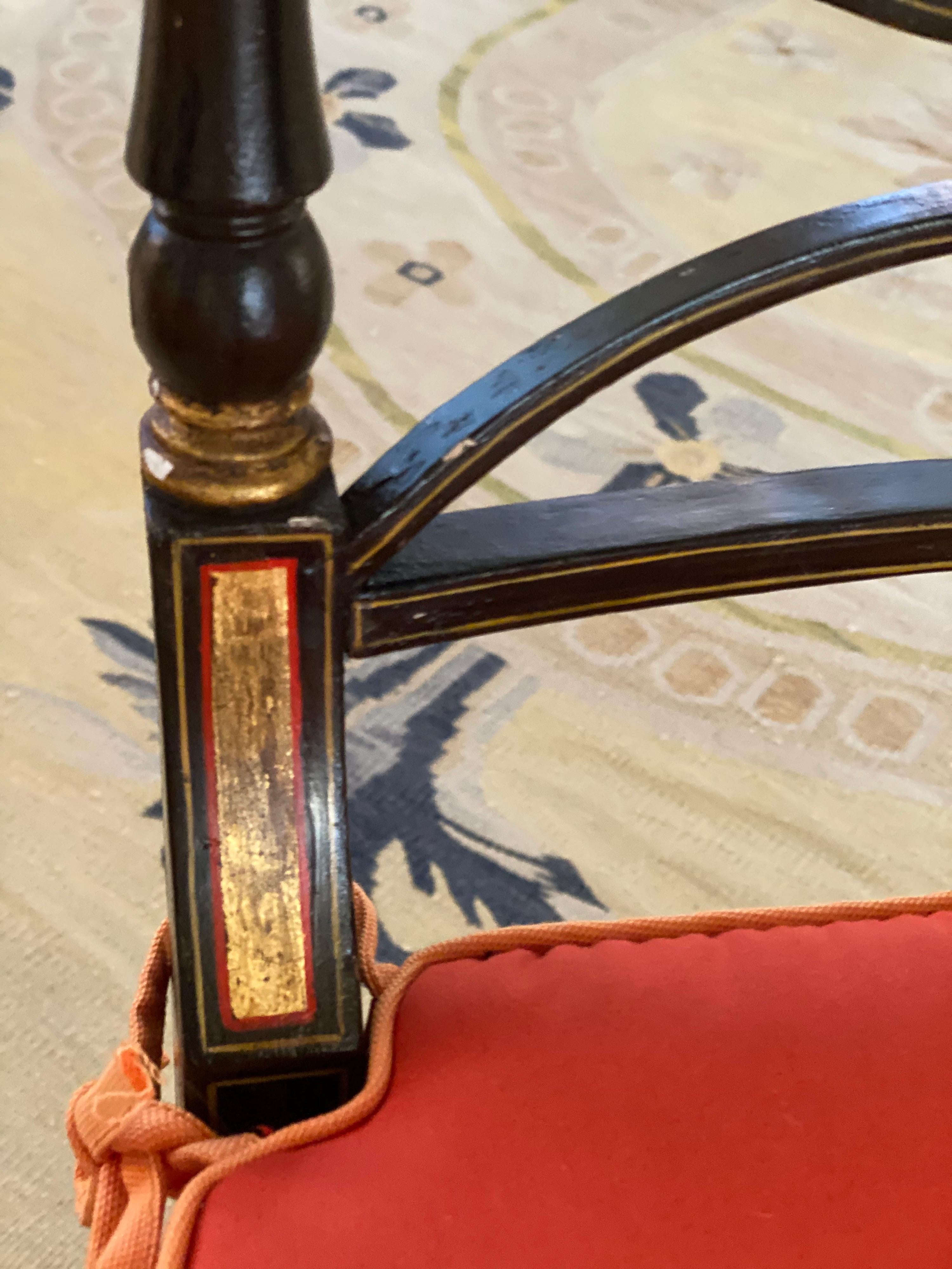 Set of Six Regency Parcel-Gilt Rosewood-Grained Caned Side Chairs, circa 1810 12