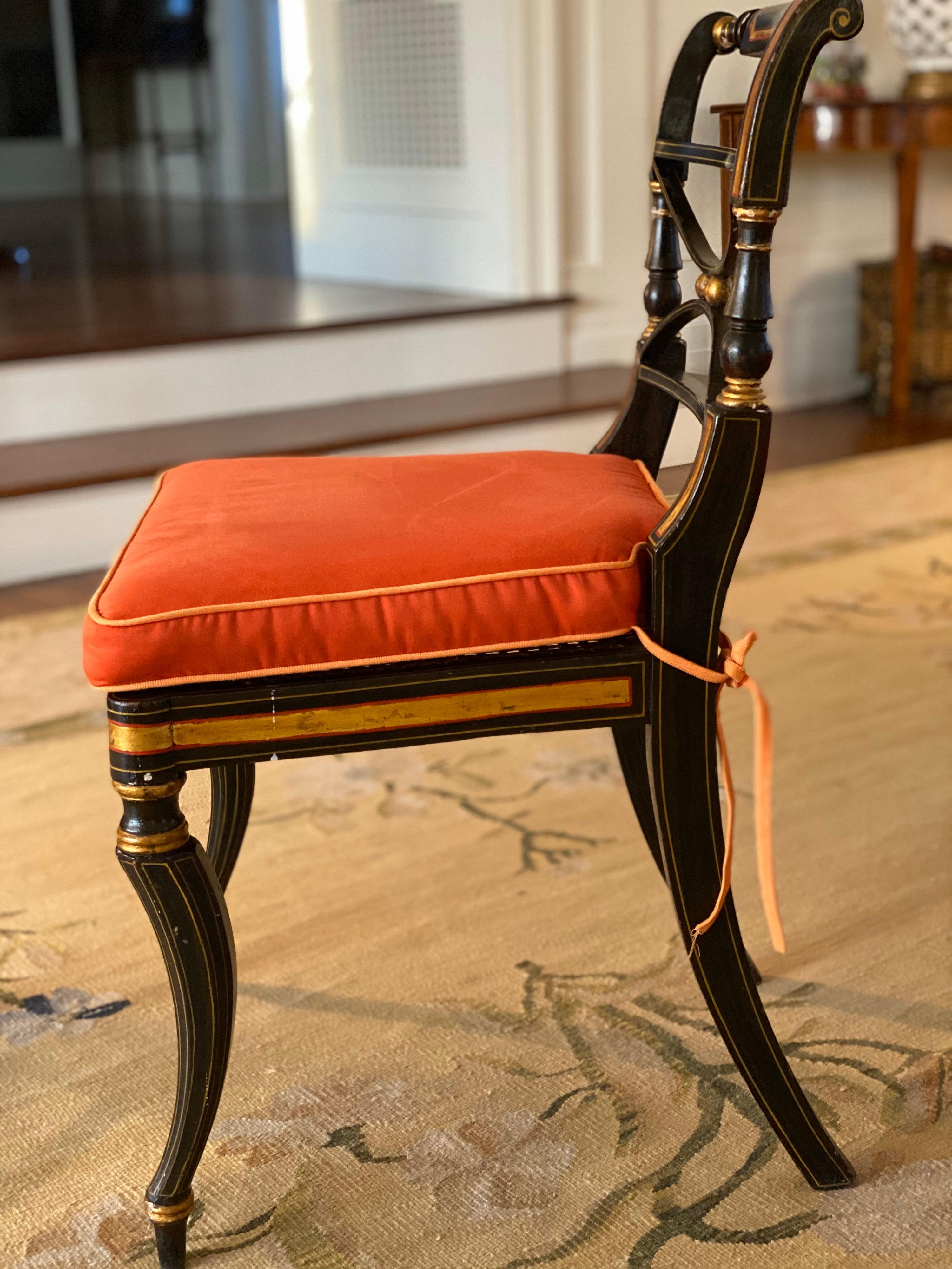 Ensemble de six chaises d'appoint Regency en bois de rose grainé et doré à la feuille, avec cannage, vers 1810 en vente 13