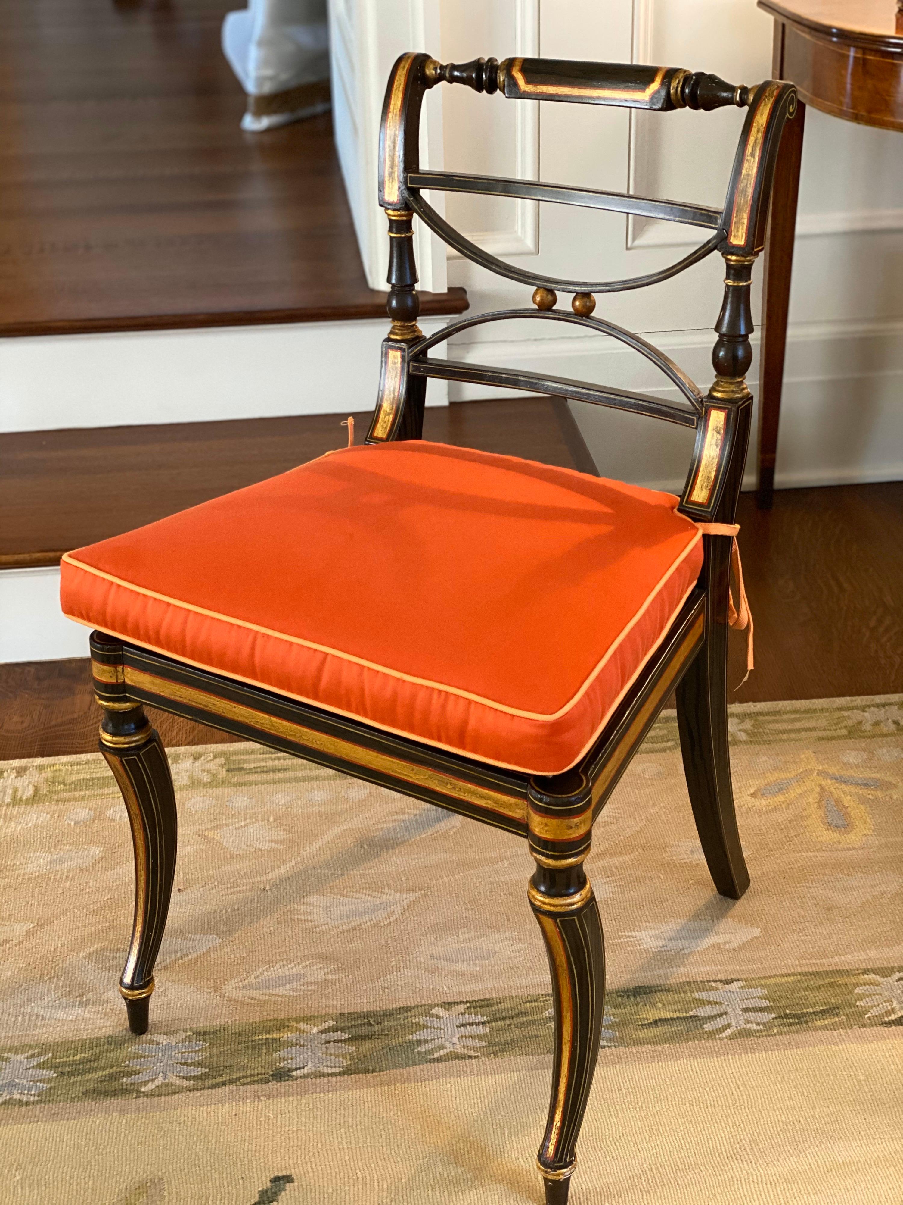 Set of Six Regency Parcel-Gilt Rosewood-Grained Caned Side Chairs, circa 1810 For Sale 3