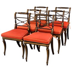 Ensemble de six chaises d'appoint Regency en bois de rose grainé et doré à la feuille, avec cannage, vers 1810