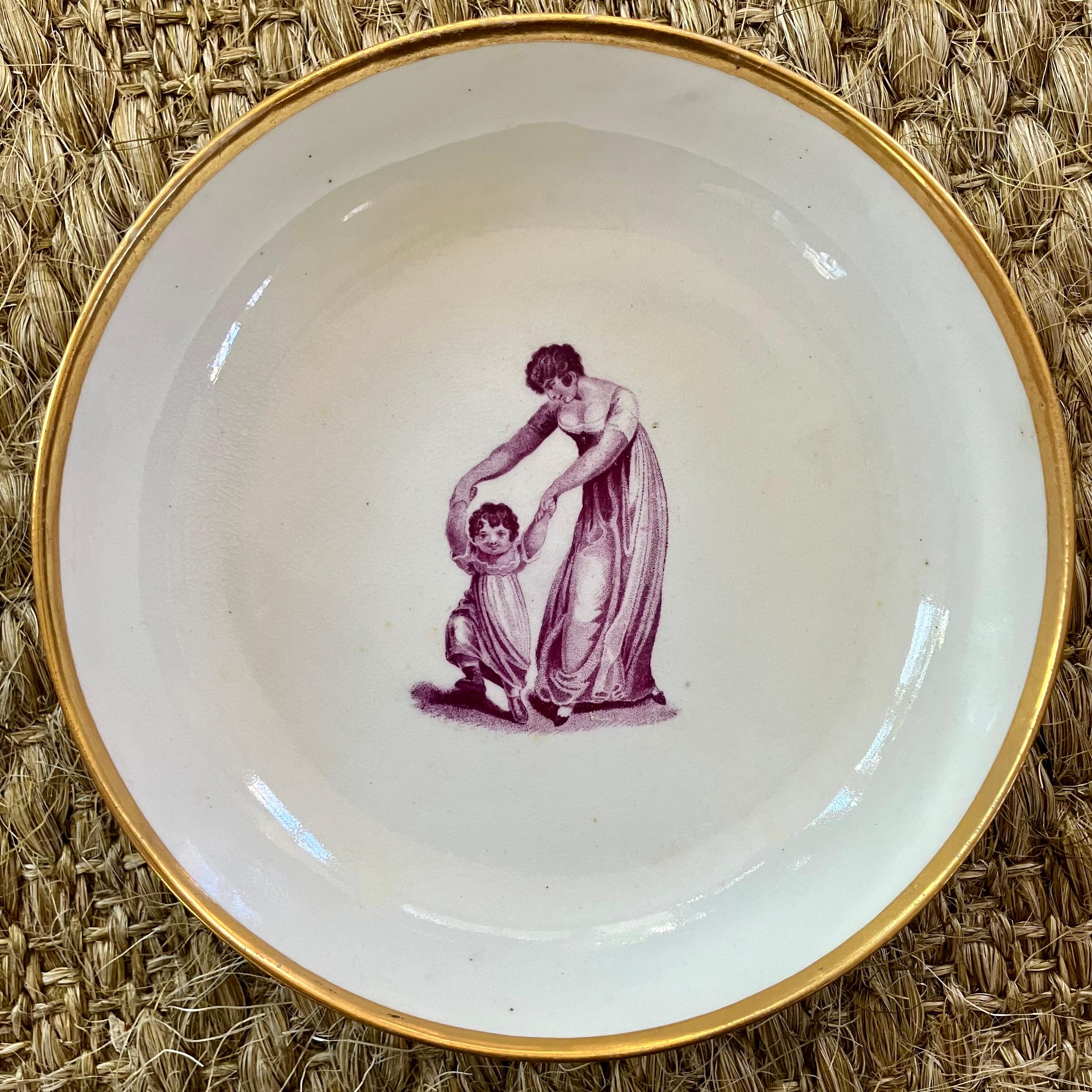 English Set of Six Regency Porcelain Cake Plates For Sale