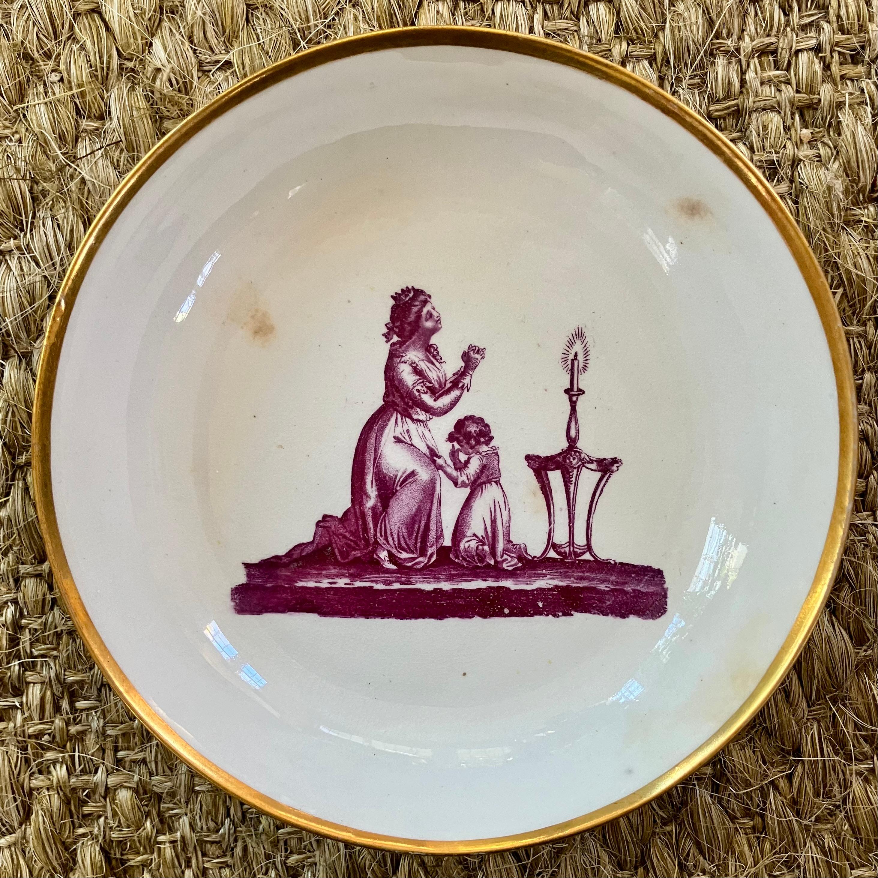 Glazed Set of Six Regency Porcelain Cake Plates For Sale