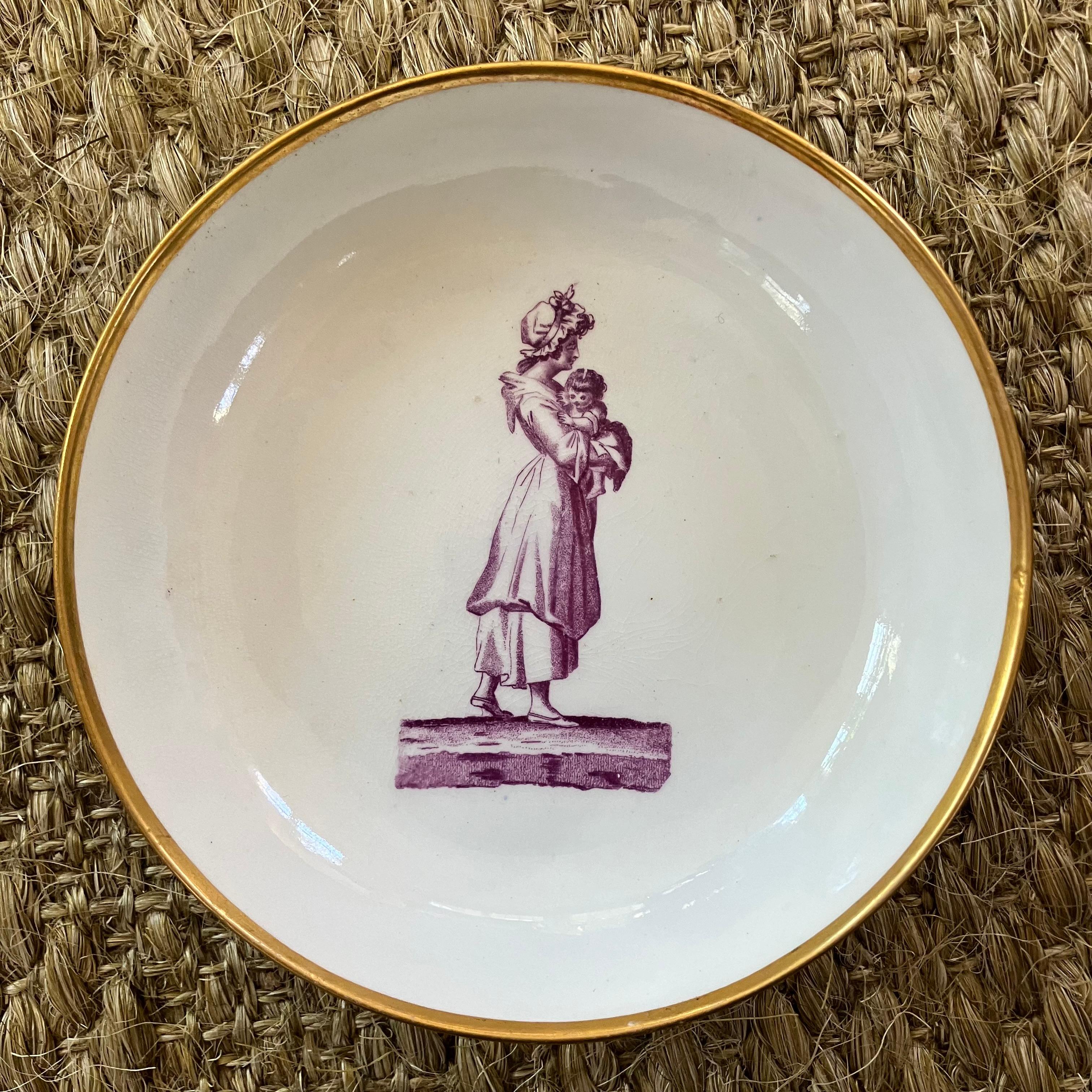 19th Century Set of Six Regency Porcelain Cake Plates For Sale
