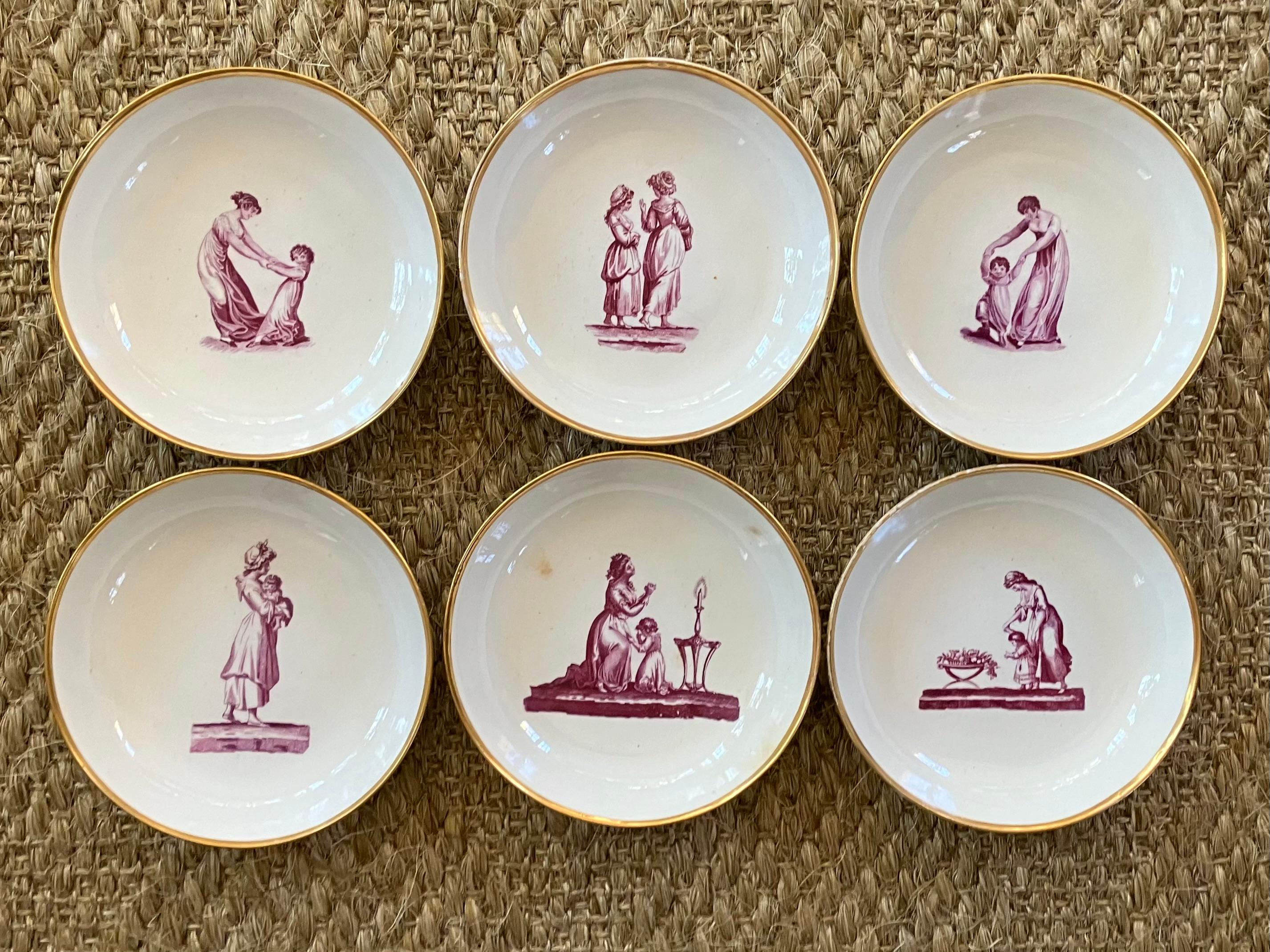 Set of Six Regency Porcelain Cake Plates For Sale 2