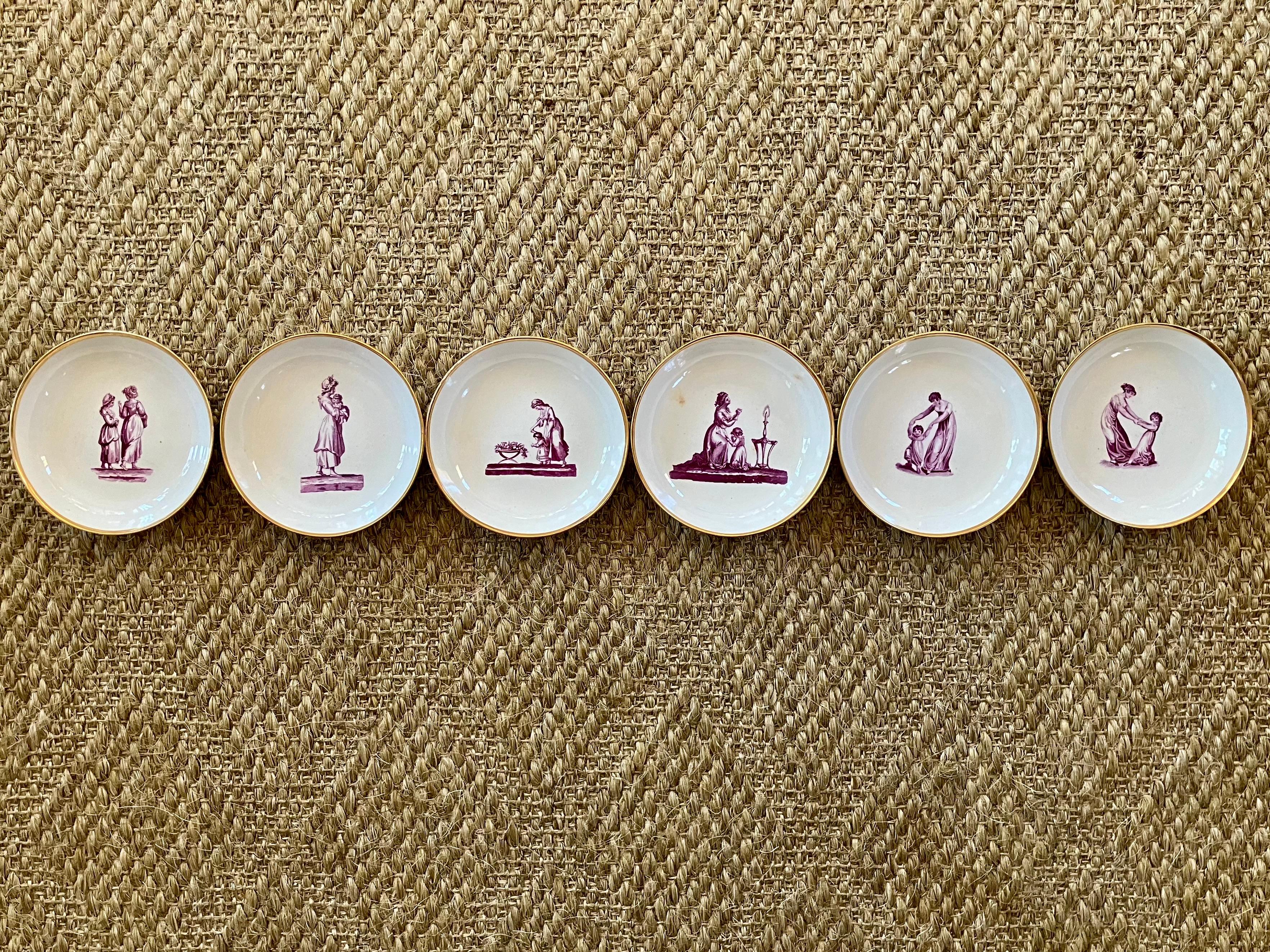 Set of Six Regency Porcelain Cake Plates For Sale 3