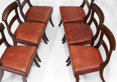 Set Of Six Regency Sabre Leg Mahogany Dining Chairs With Leather Seats C. 1825