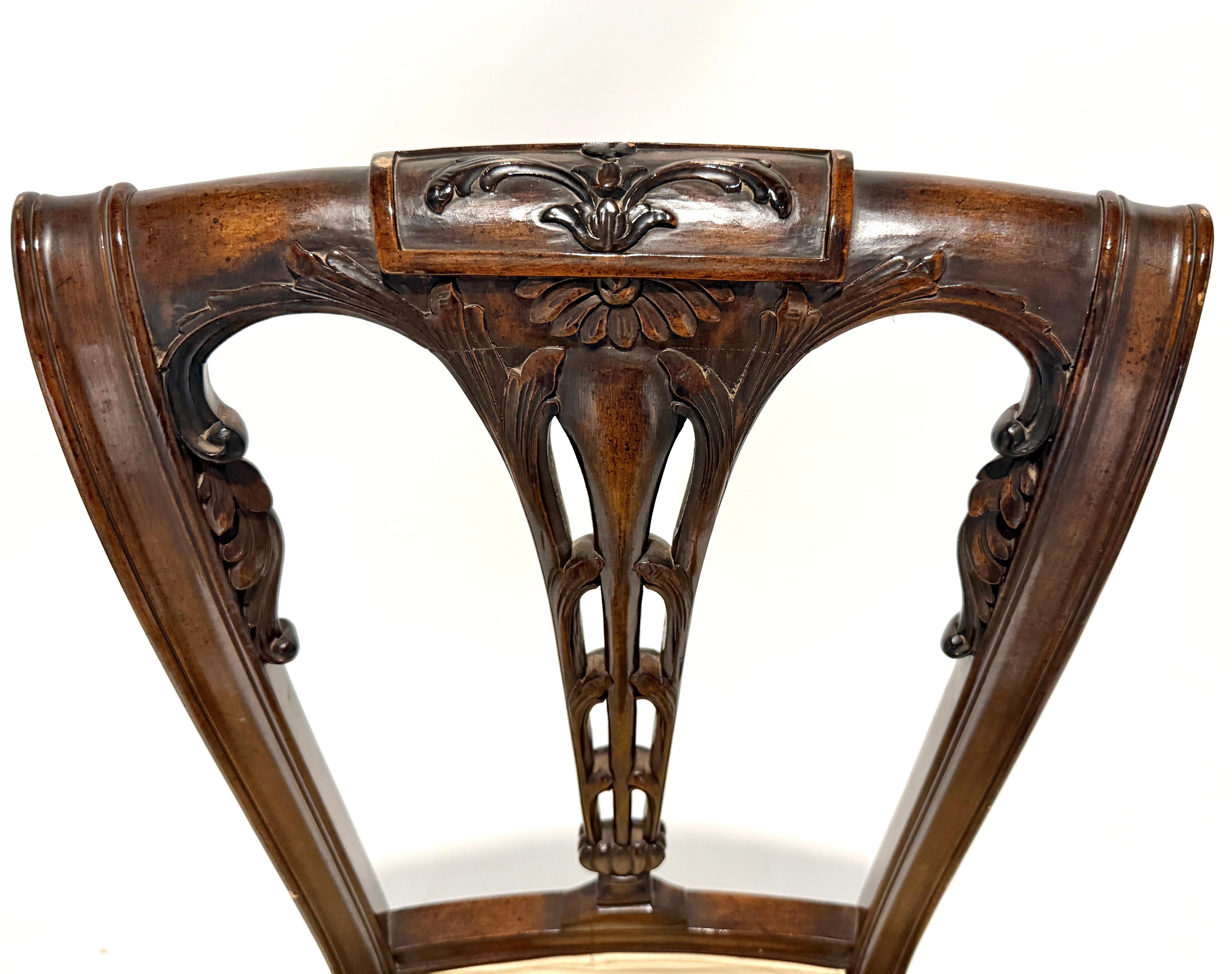 Mahogany Set Of Six Regency Style Carved Dining Chairs For Sale