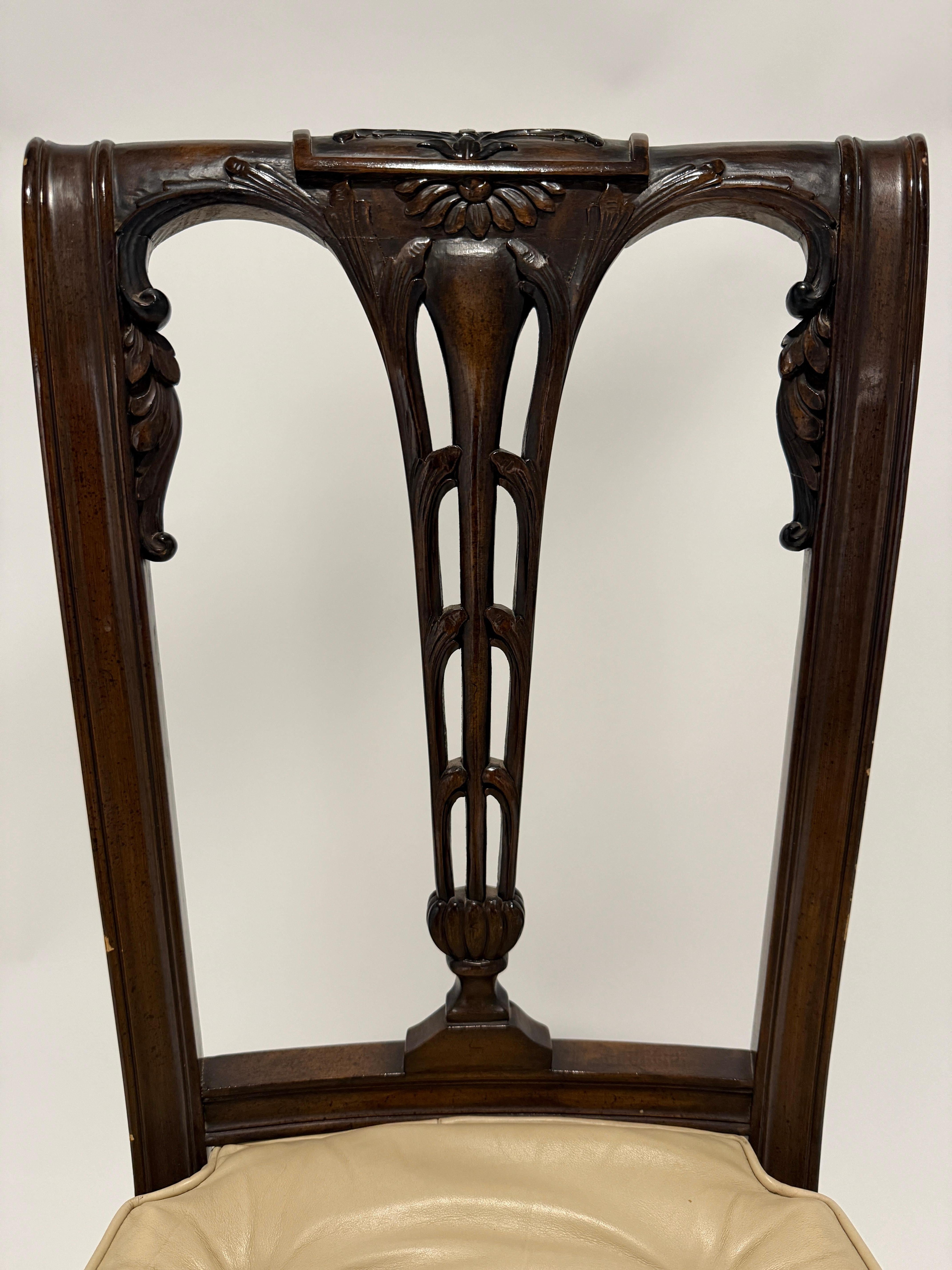 Set Of Six Regency Style Carved Dining Chairs For Sale 2