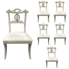 Set of Six Regency Style Painted and Bronze Dining Chairs