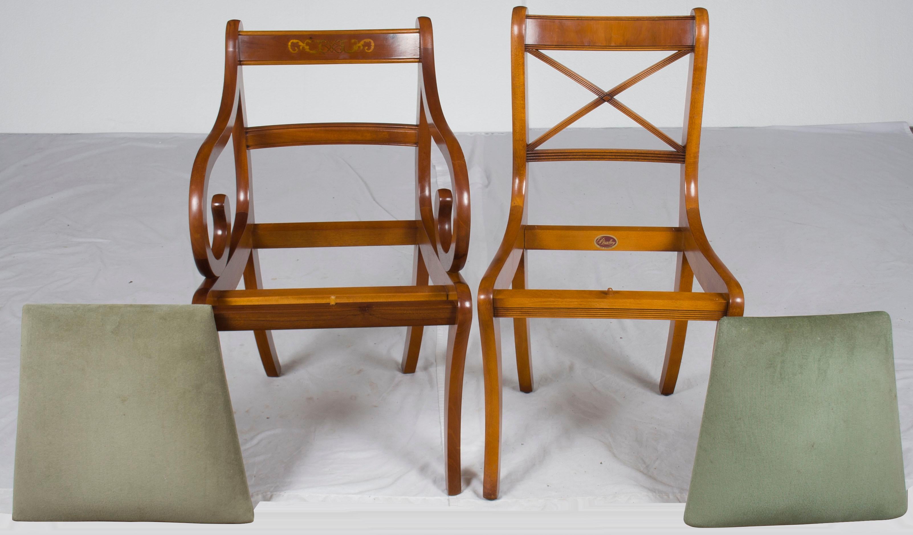 English Set of Six Regency Style Yew Wood Dining Room Chairs For Sale