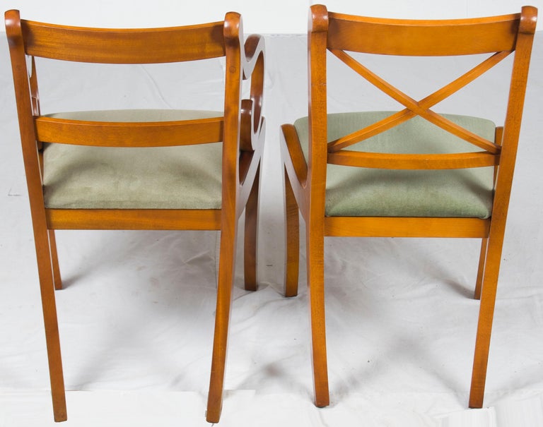 Set of Six Regency Style Yew Wood Dining Room Chairs For Sale at 1stDibs