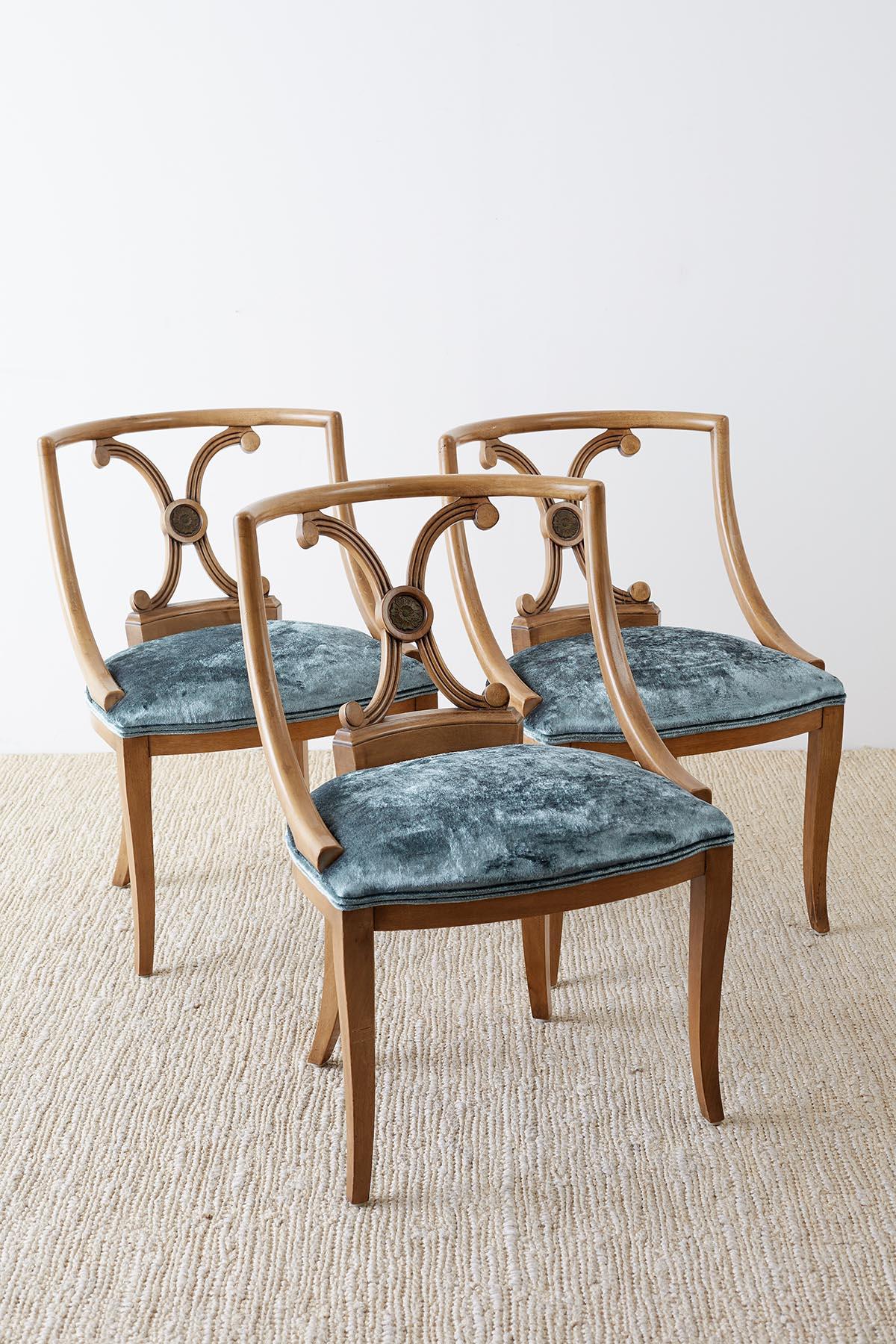 Hand-Crafted Set of Six Renzo Rutili Neoclassical Dining Chairs