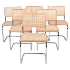 Set of Six Restored Bauhaus Cesca Chairs, by M. Breuer, Chrome, Italy, 1980s