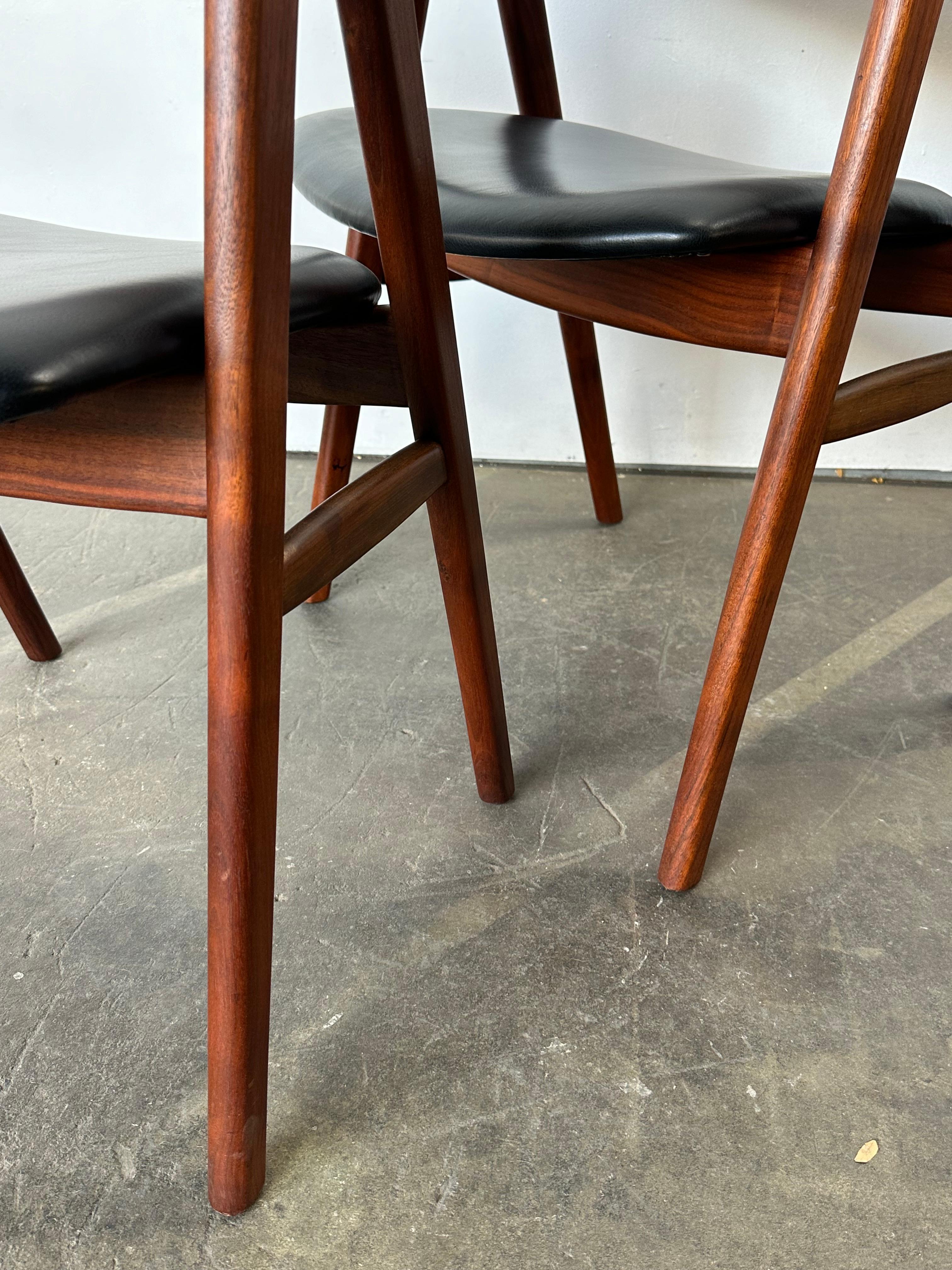 Set di sei sedie da pranzo in teak danese restaurate Compass DUX di Erik Kirkegaard in vendita 3