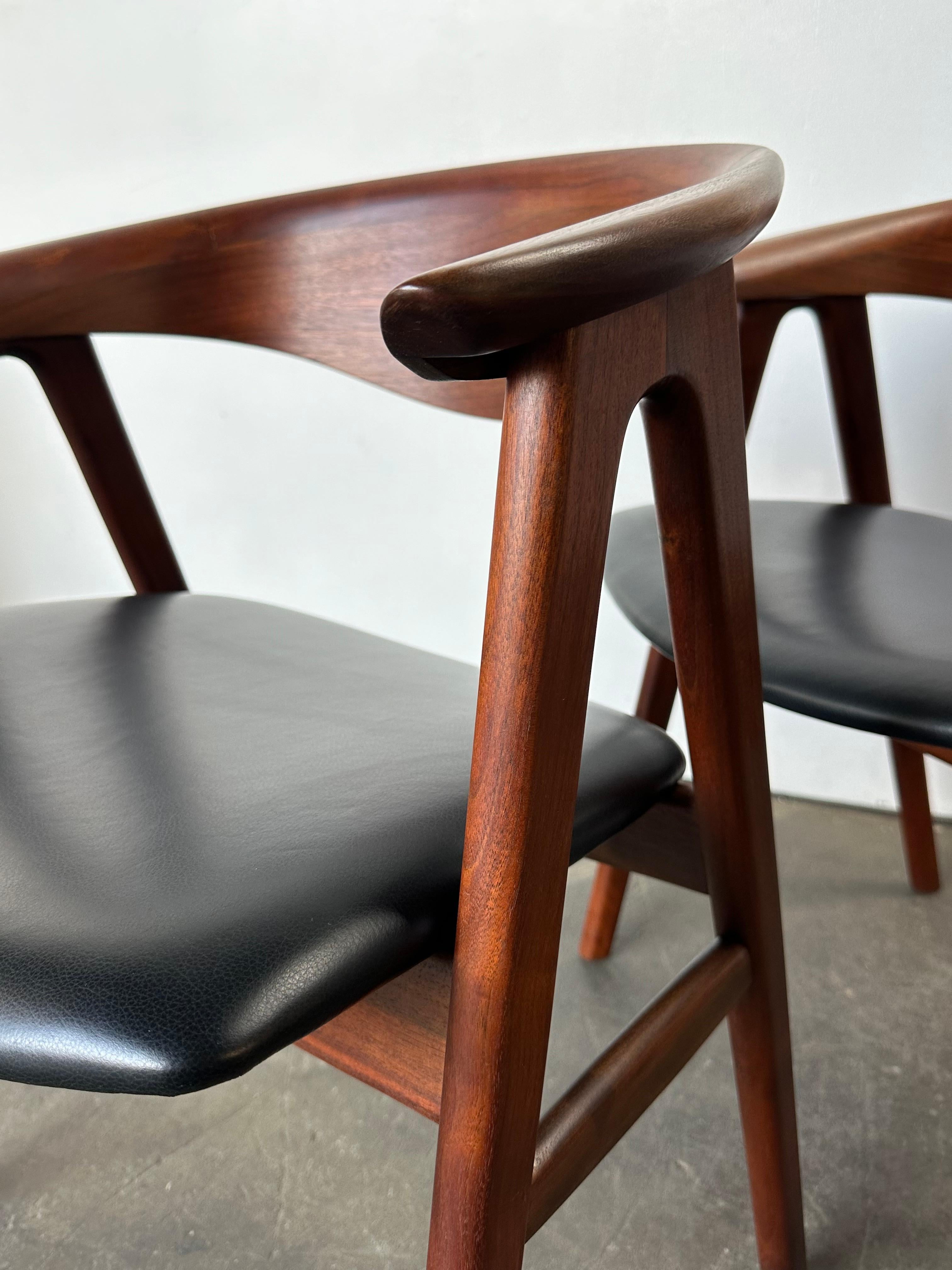 XX secolo Set di sei sedie da pranzo in teak danese restaurate Compass DUX di Erik Kirkegaard in vendita