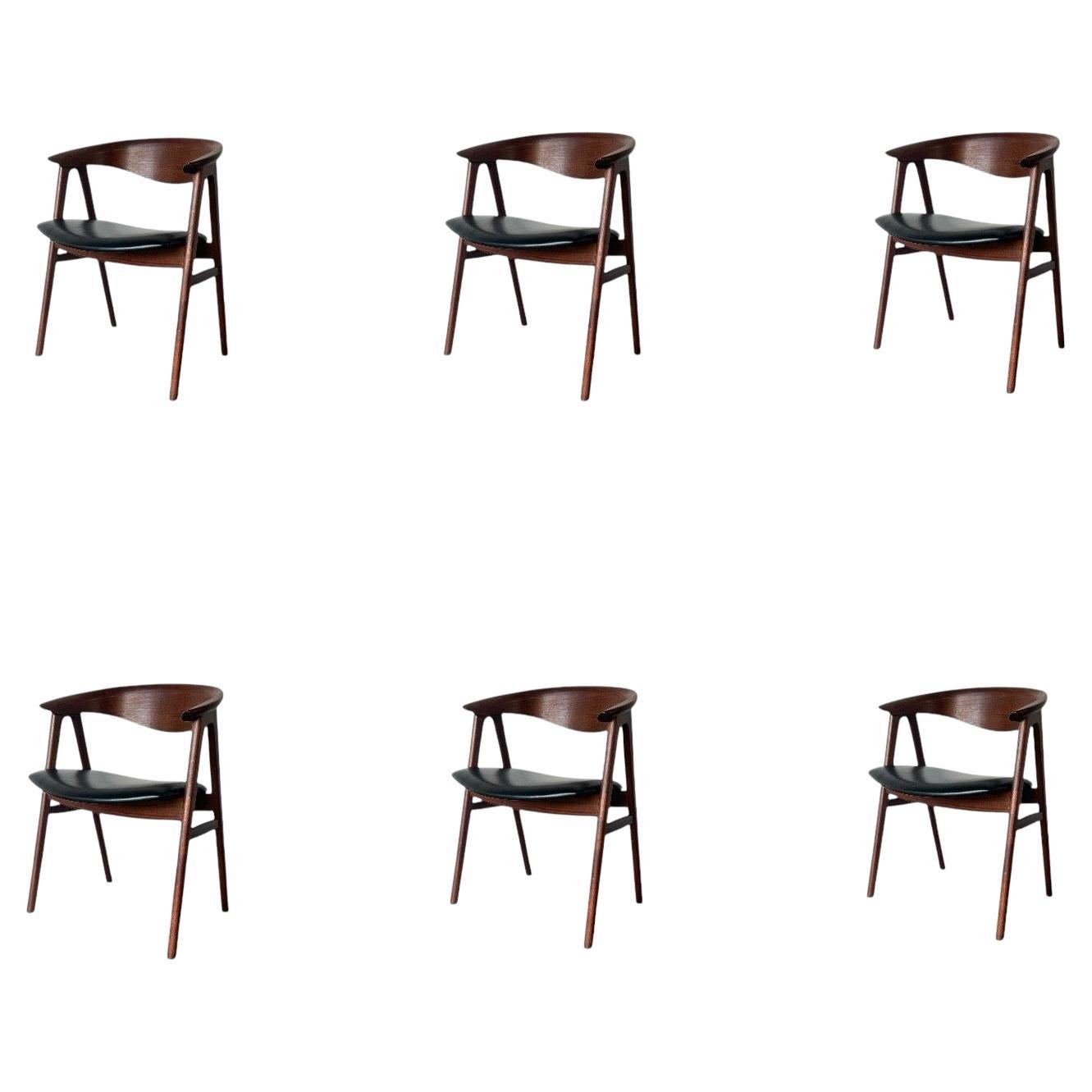 Set di sei sedie da pranzo in teak danese restaurate Compass DUX di Erik Kirkegaard
