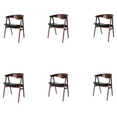 Set of Six Restored Danish Teak Compass DUX Dining Chairs by Erik Kirkegaard
