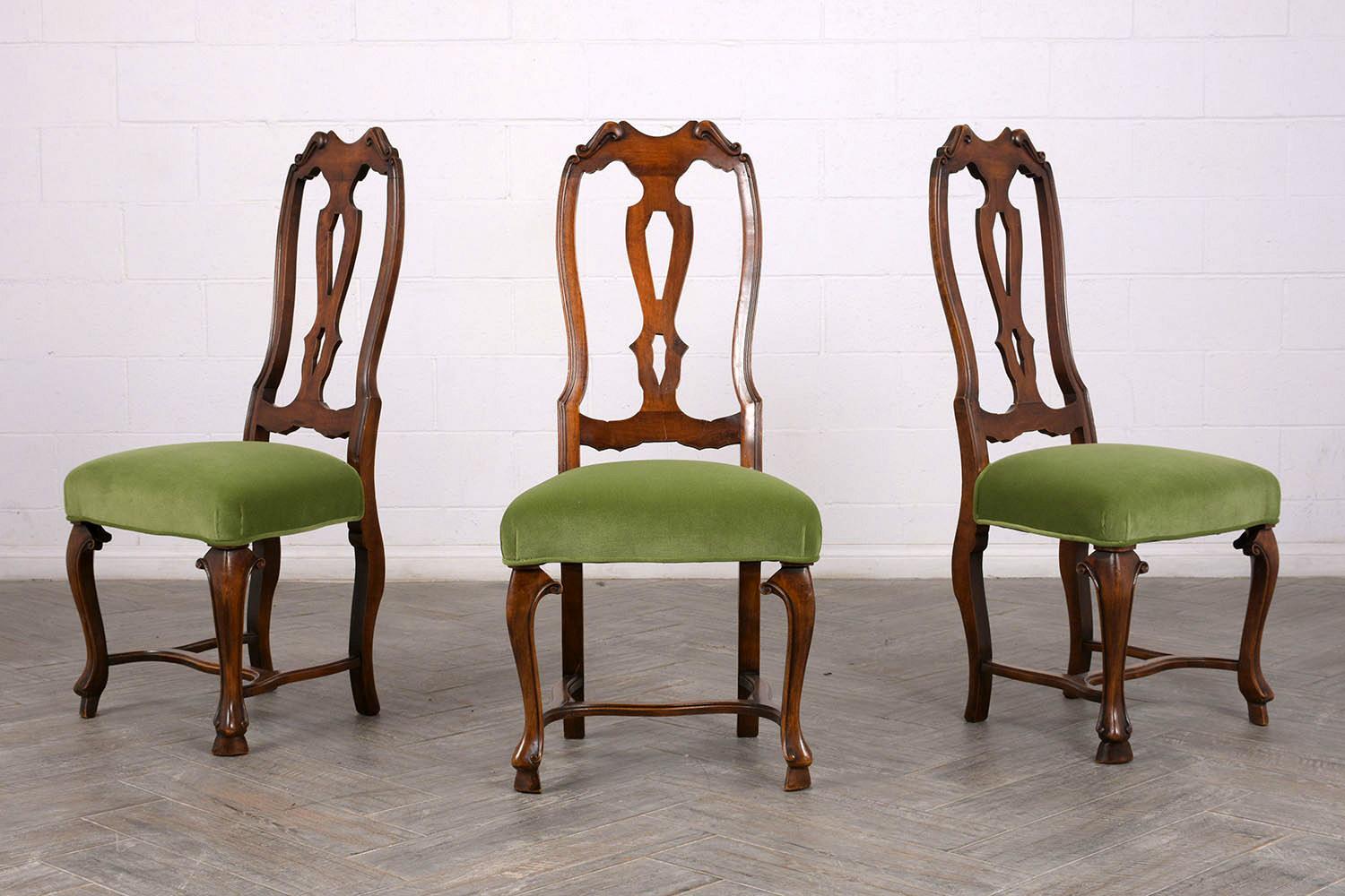Hand-Carved Set of Six Restored English Regency Style Dining Chairs