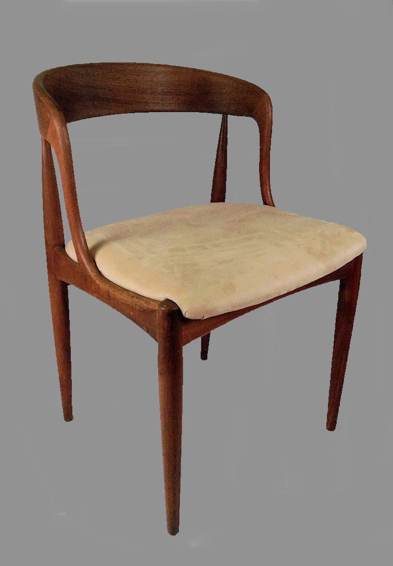 Scandinavian Modern Set of Six Restored Johannes Andersen Dining Chairs in Teak Custom Upholstery