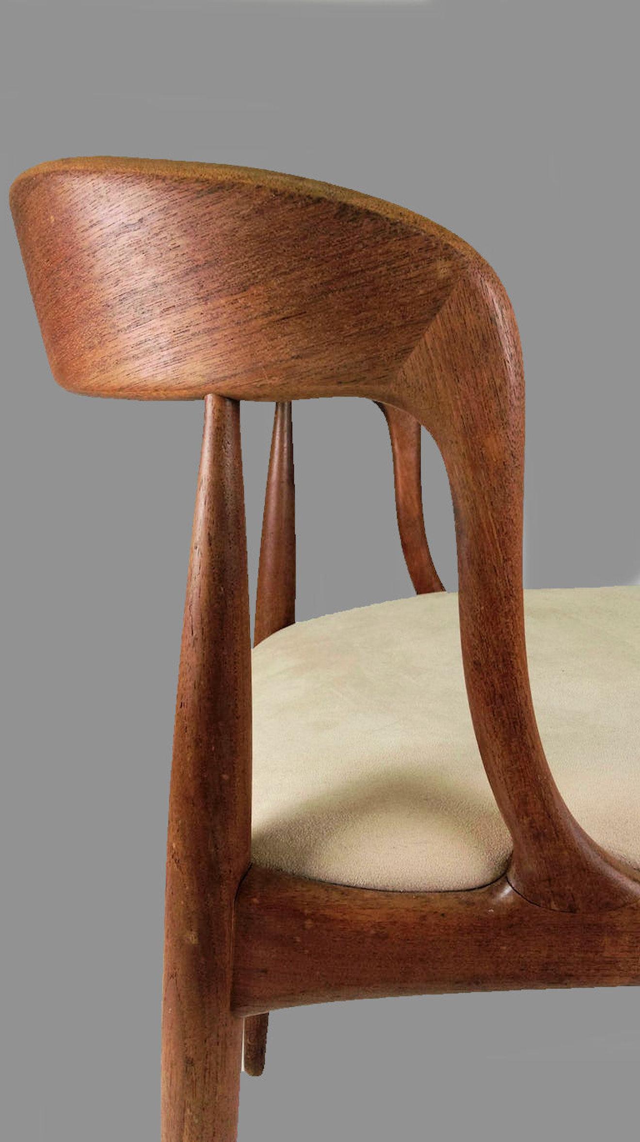 Set of Six Restored Johannes Andersen Dining Chairs in Teak Custom Upholstery 1