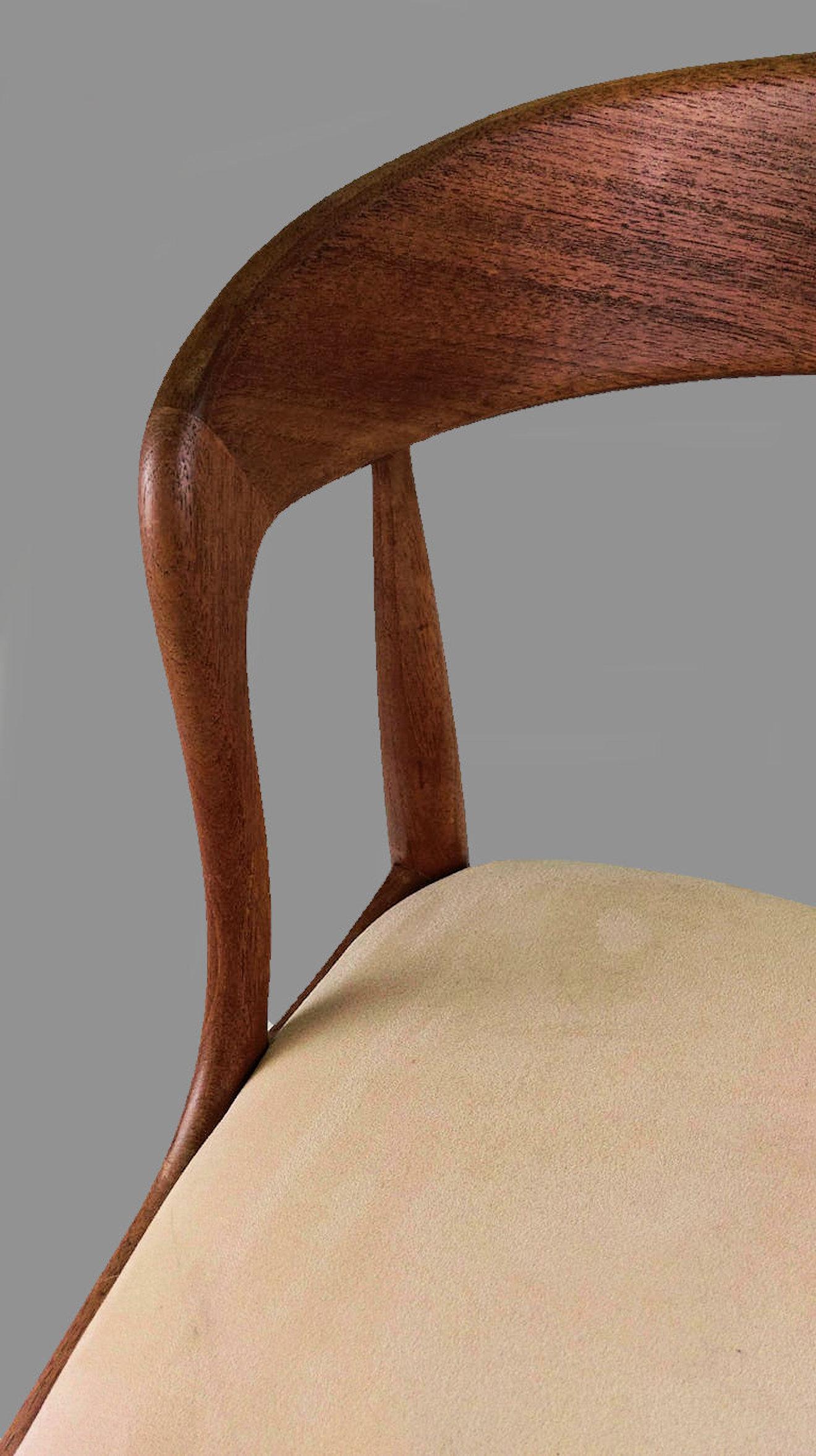 Set of Six Restored Johannes Andersen Dining Chairs in Teak Custom Upholstery 2