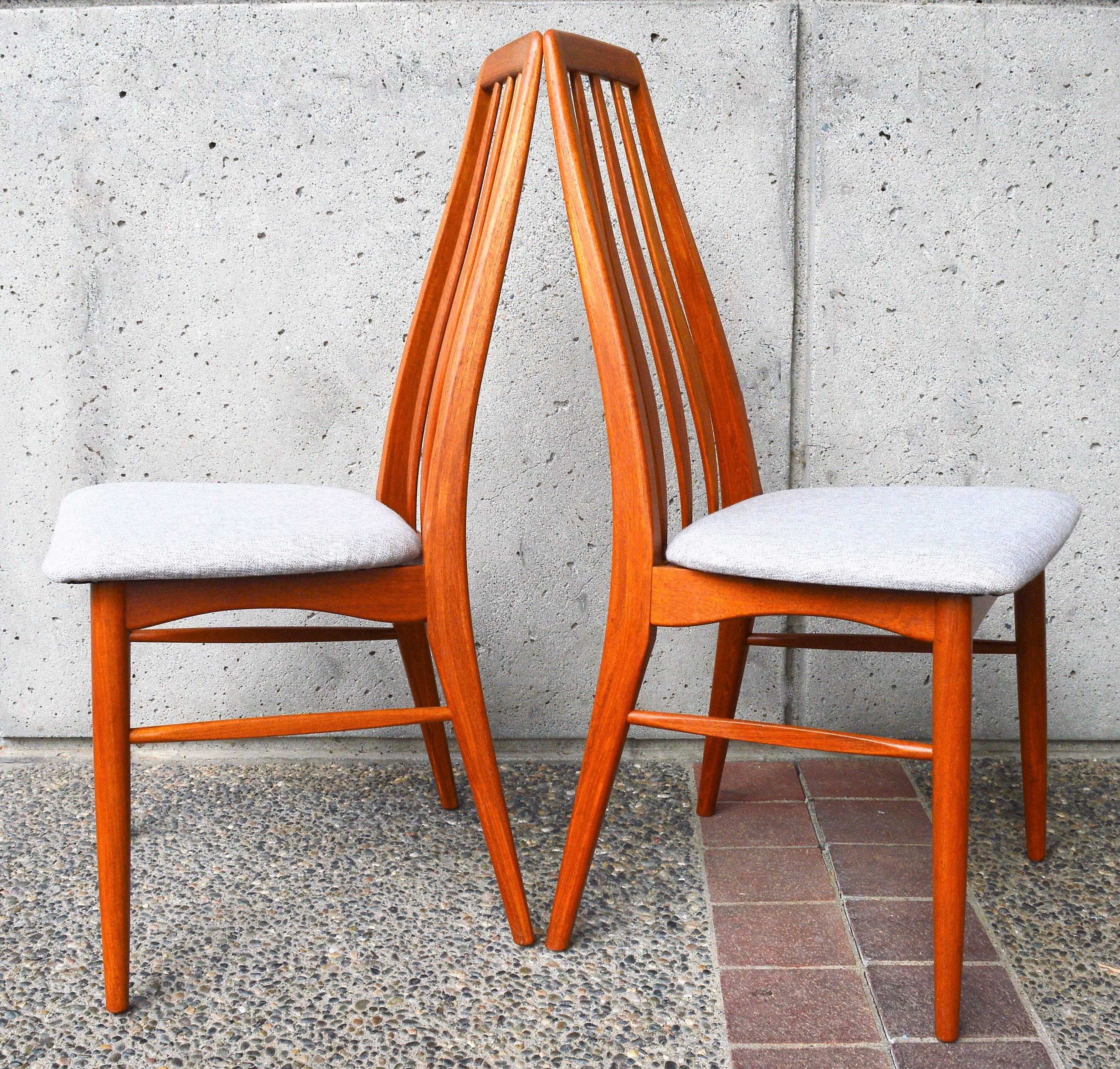 Mid-20th Century Set of Six Restored Koefoeds Hornslet Teak Eva Chairs in Cream Upholstery